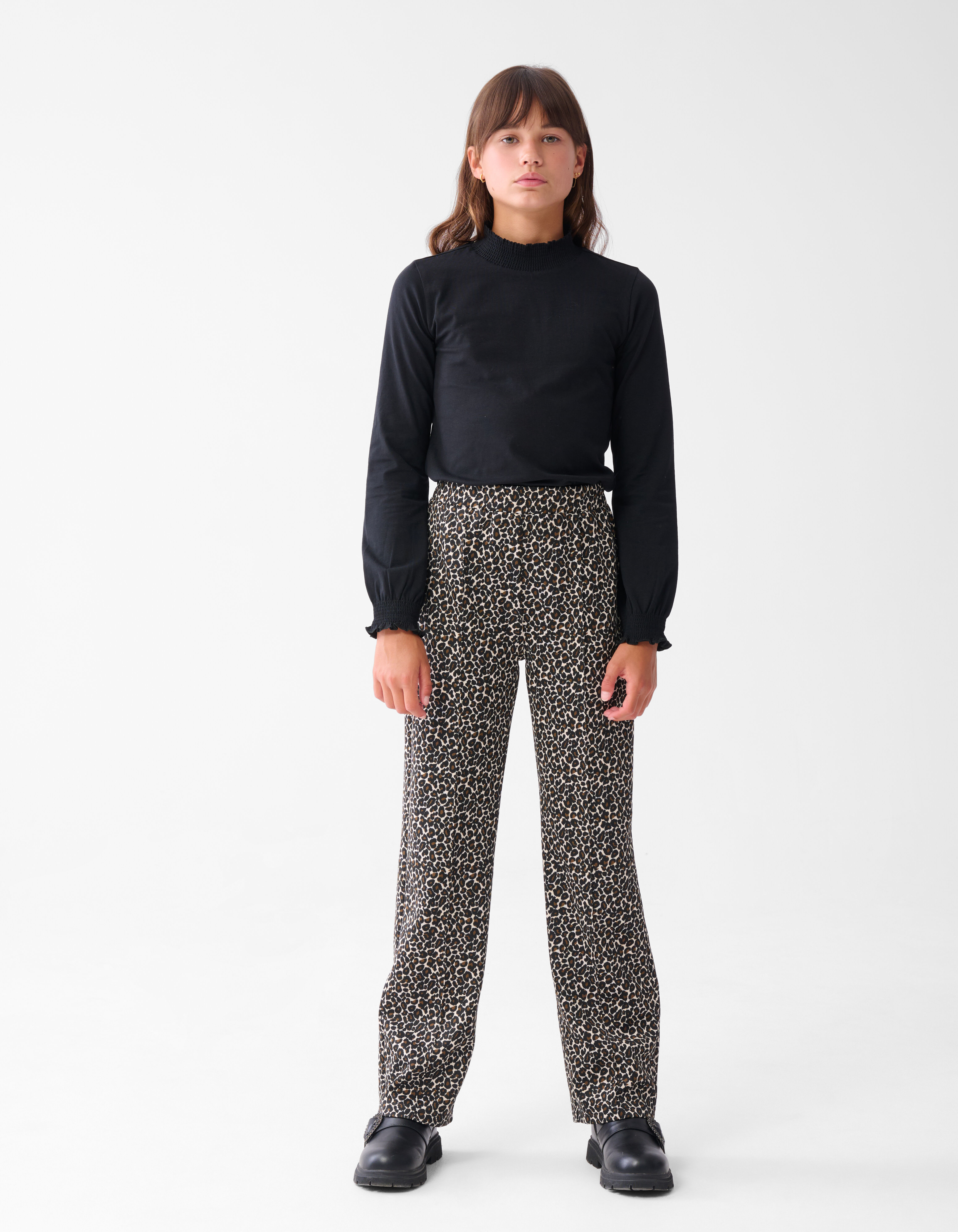 Leopard Wide Leg Broek Bruin SHOEBY GIRLS