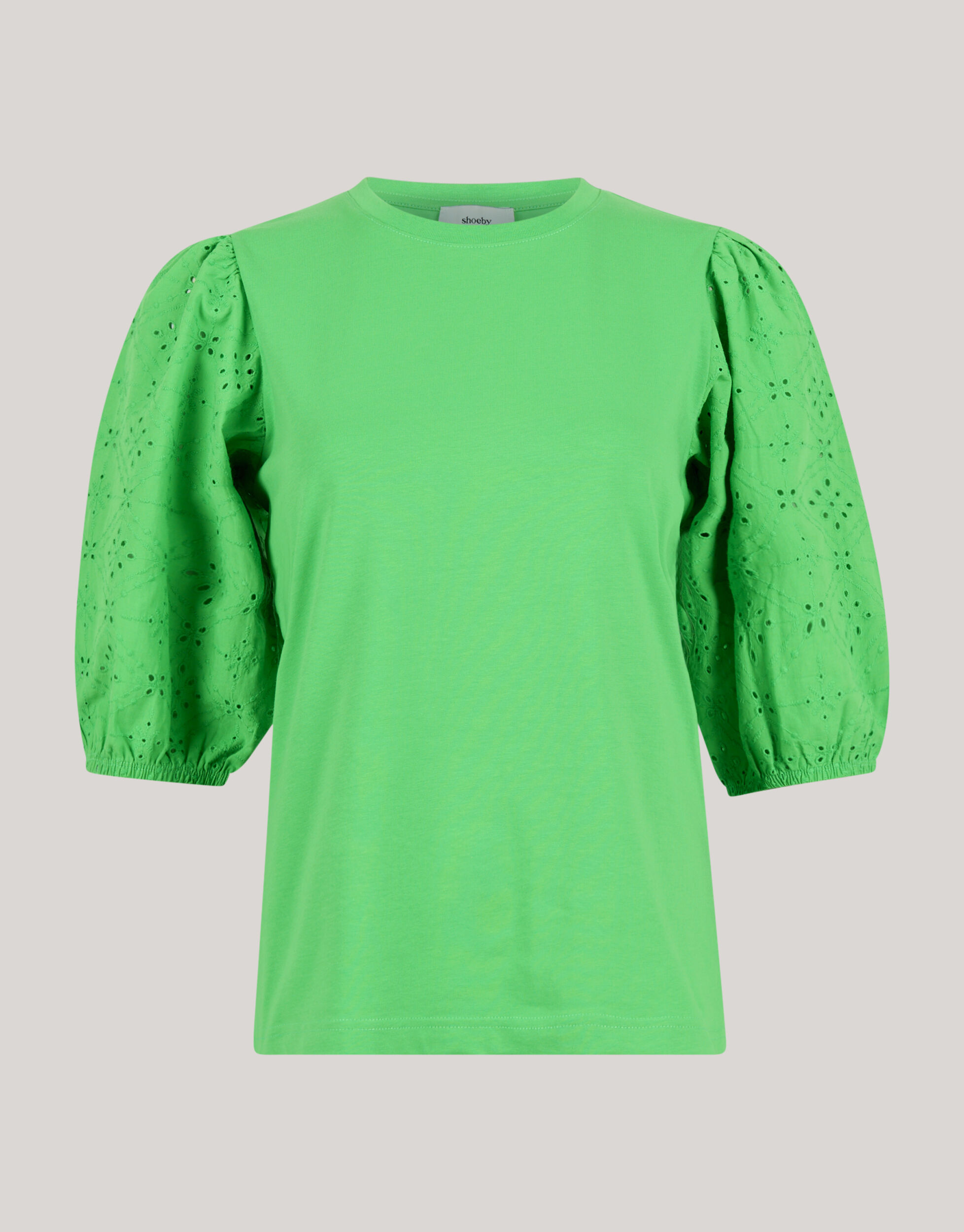 Embroidery Pofmouw T-shirt Groen SHOEBY WOMEN