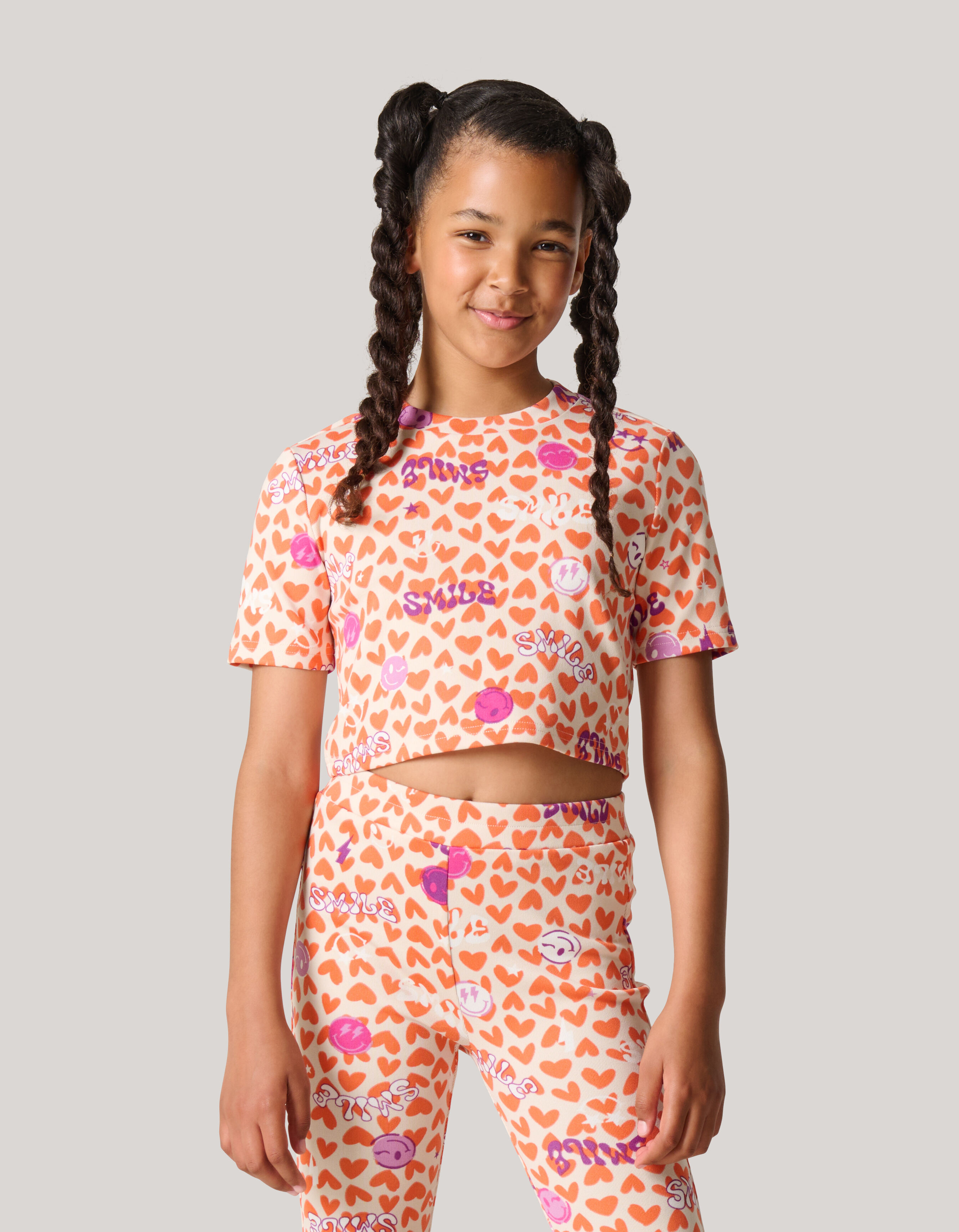 Printed Cropped Top Oranje/Gebroken Wit SHOEBY GIRLS