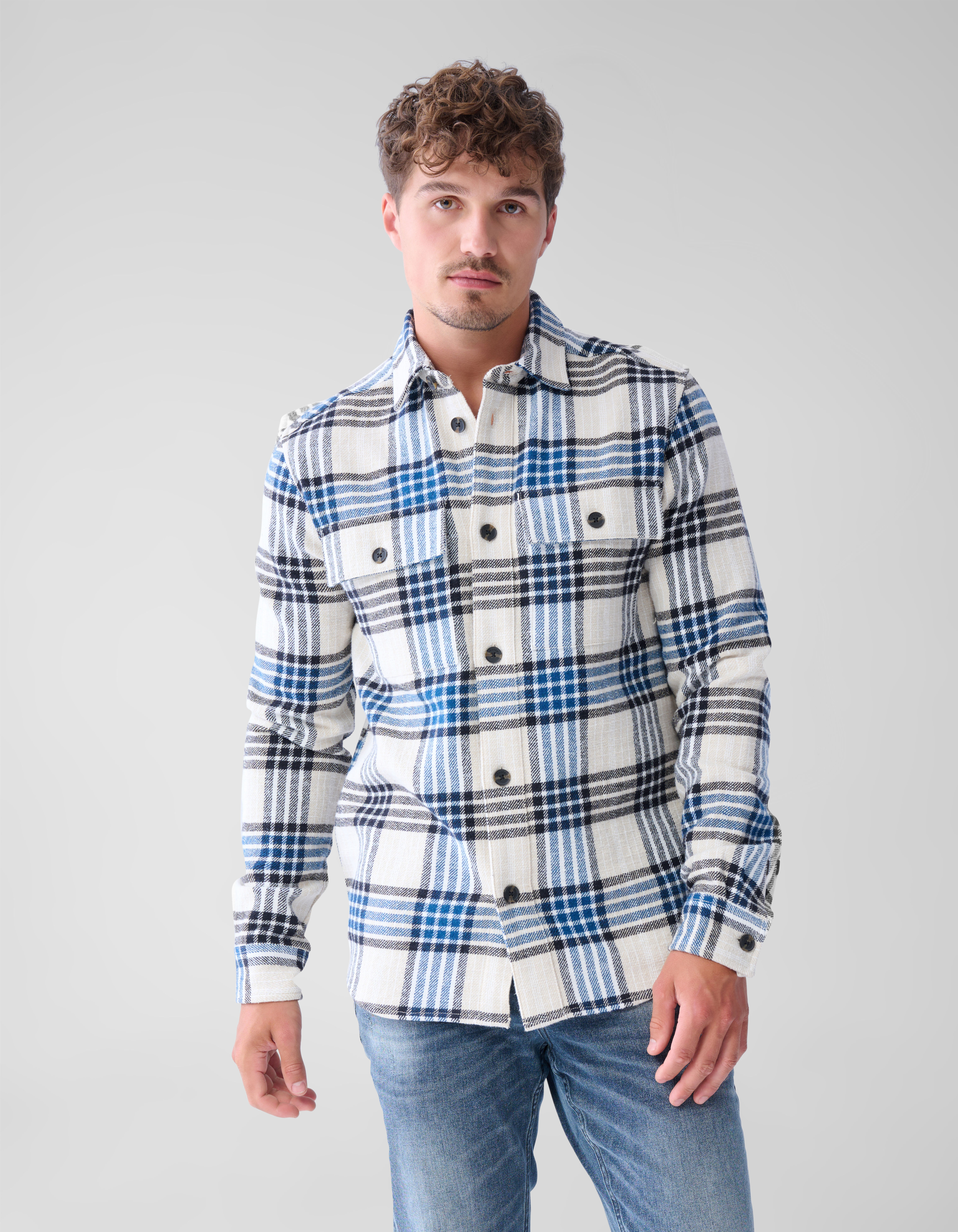 Ruiten Overshirt Blauw SHOEBY MEN