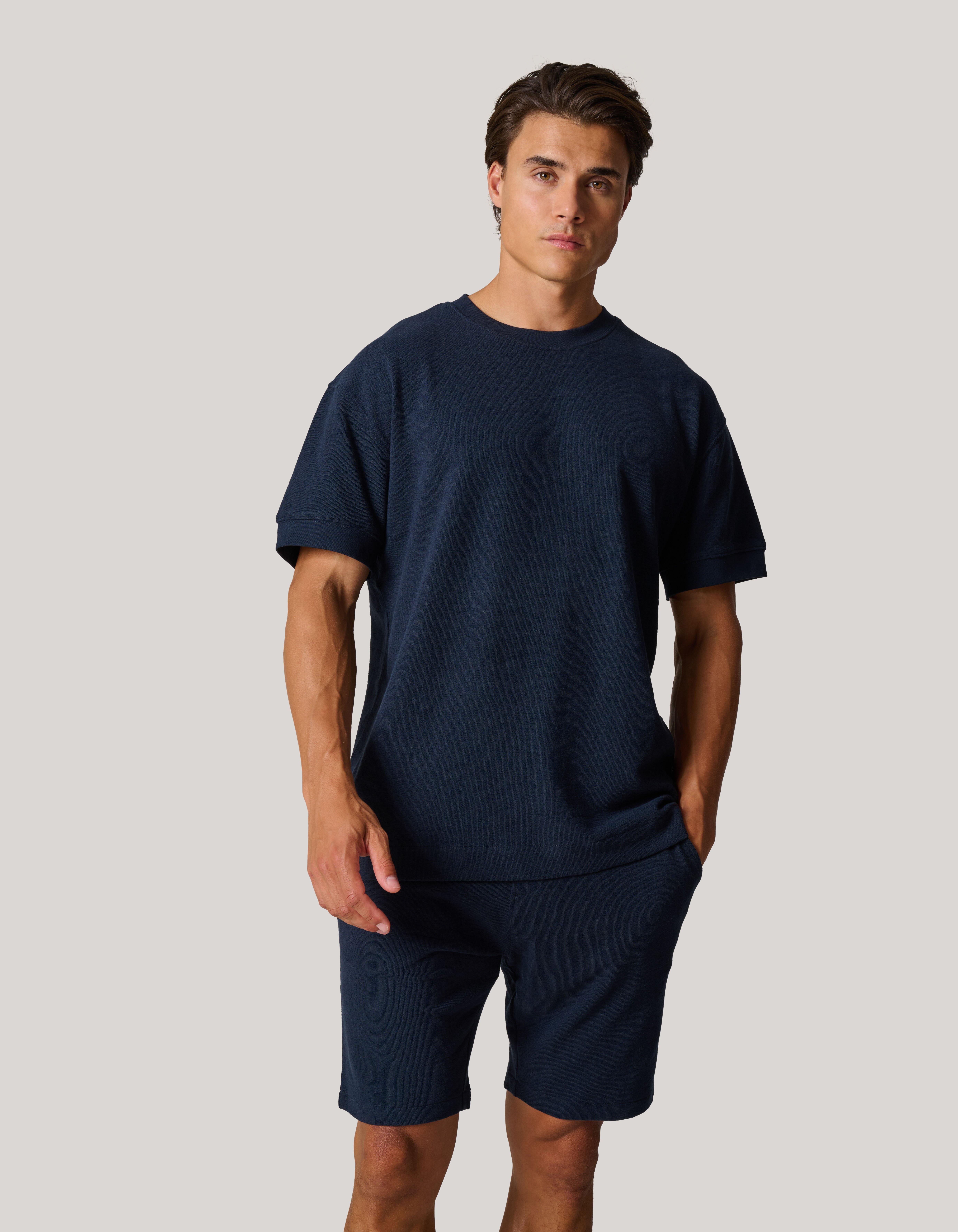 Slub Structuur T-shirt Donkerblauw SHOEBY MEN