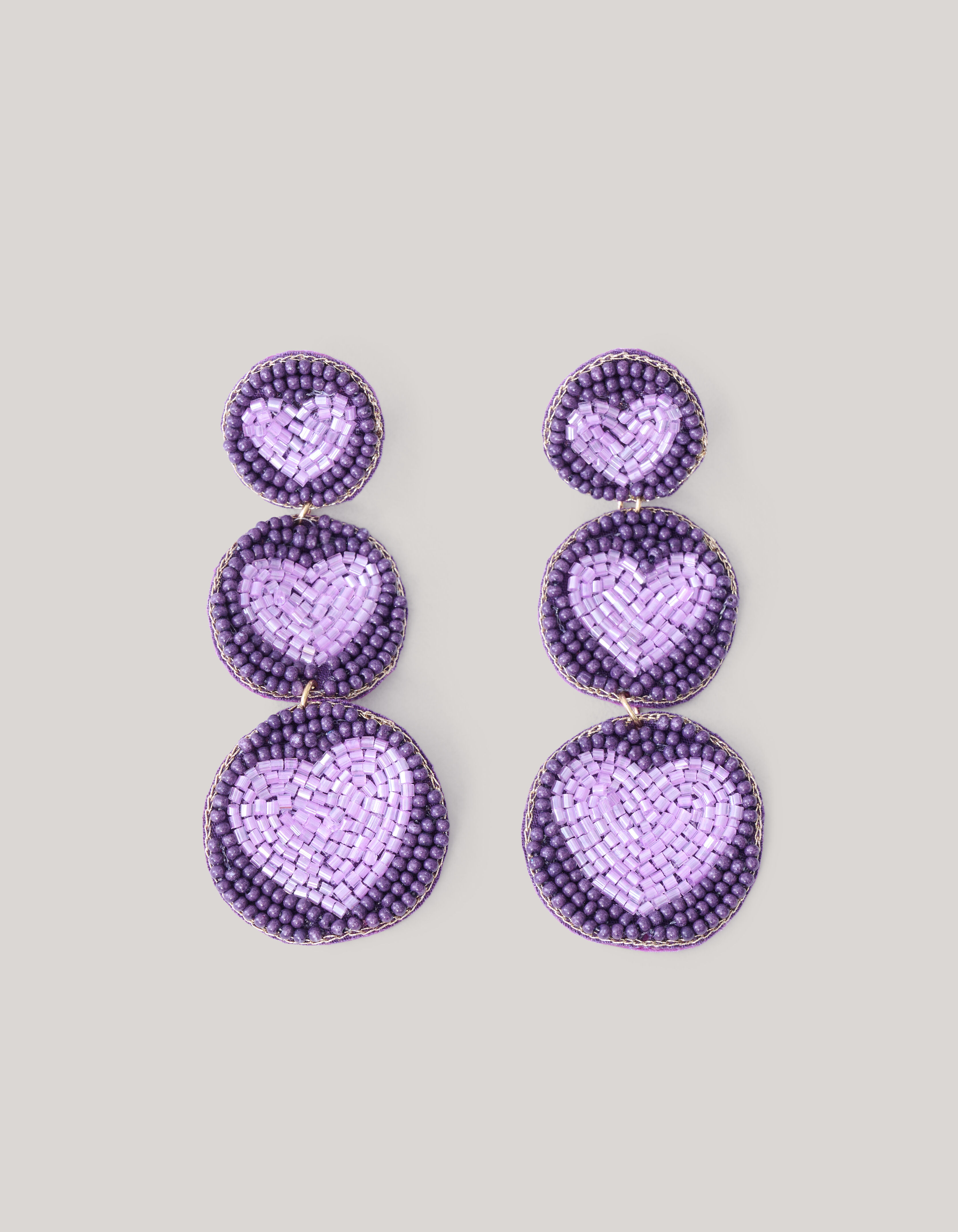 Triple Heart Oorbellen Paars SHOEBY ACCESSOIRES