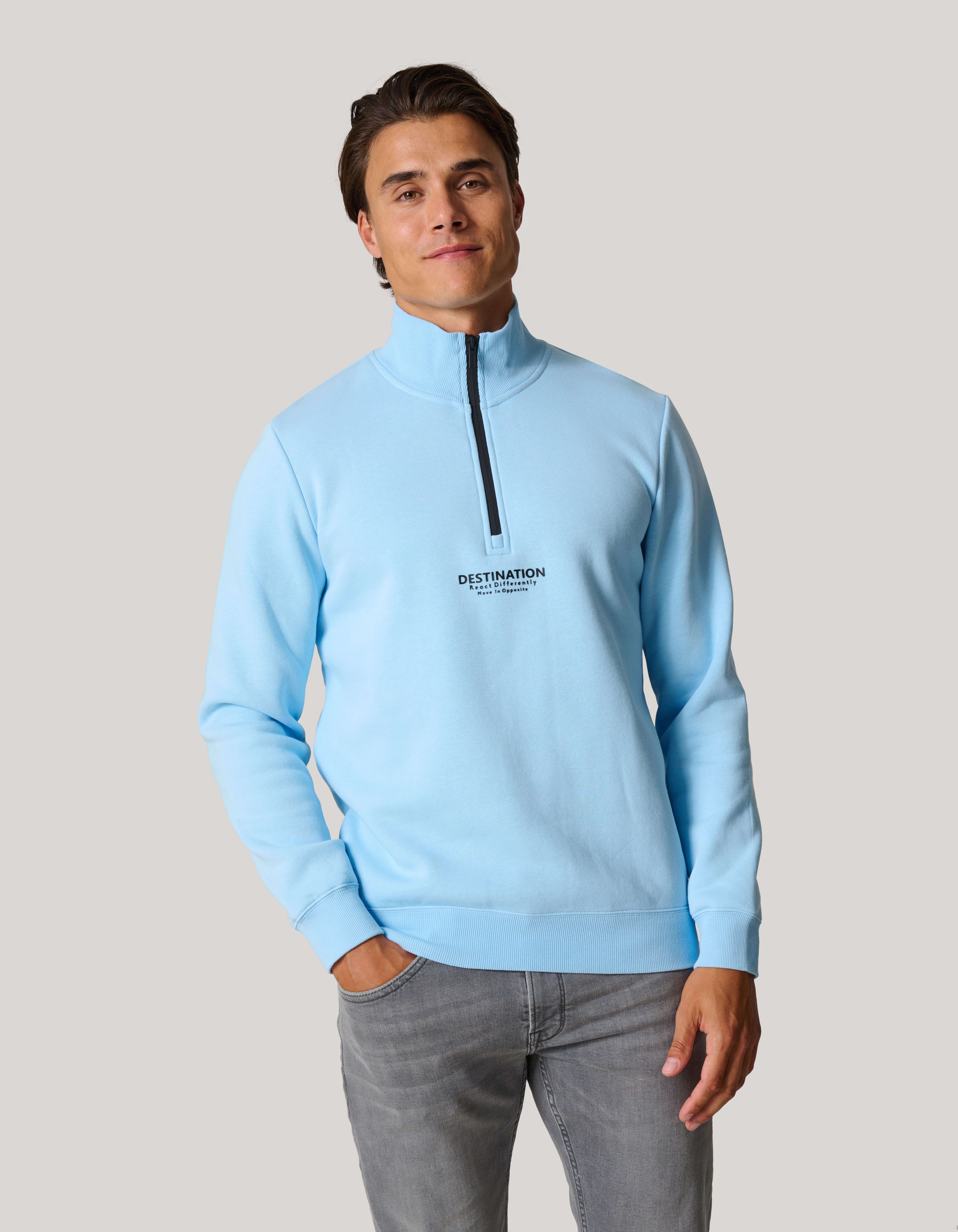 Zipper Sweater Lichtblauw SHOEBY MEN