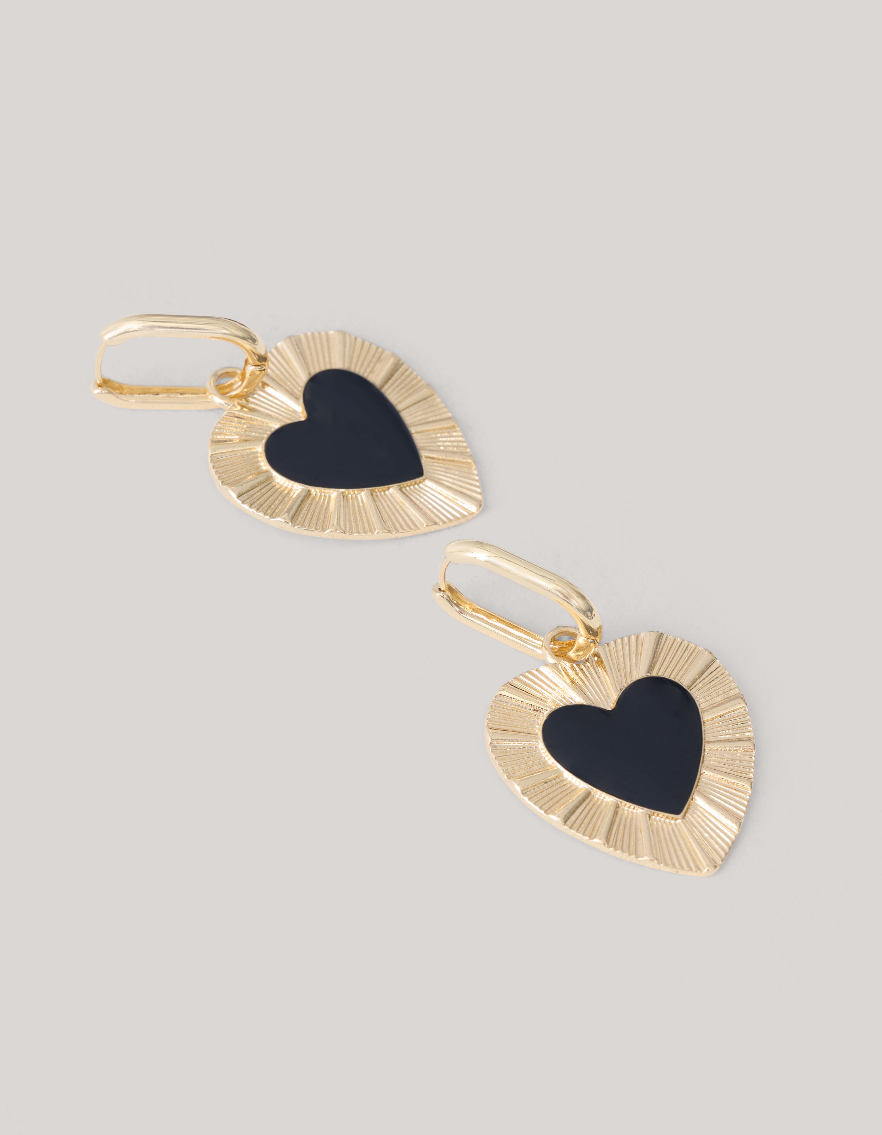 Heart Oorbellen Goud/Zwart SHOEBY ACCESSOIRES