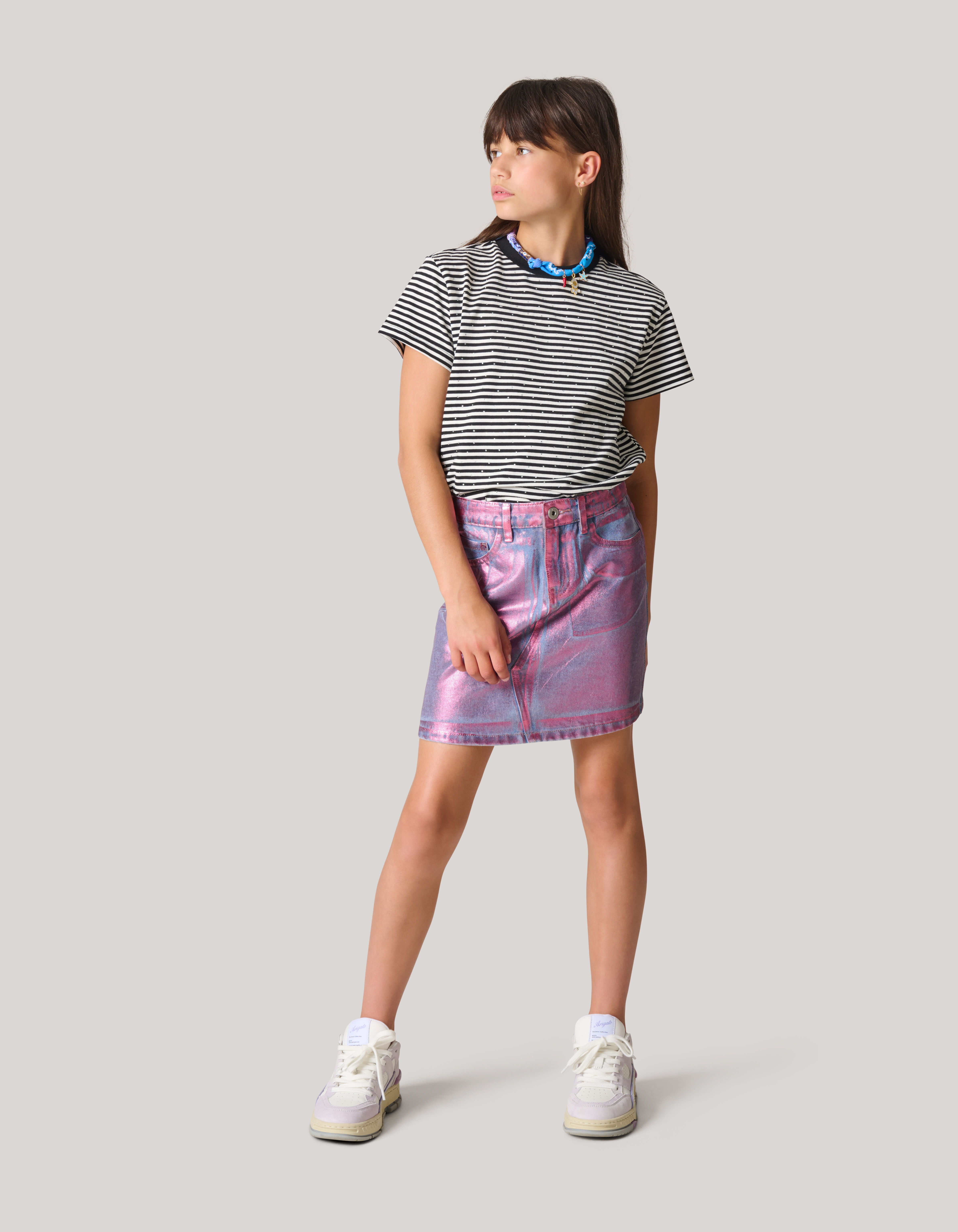 Metallic Denim Rok Roze SHOEBY GIRLS