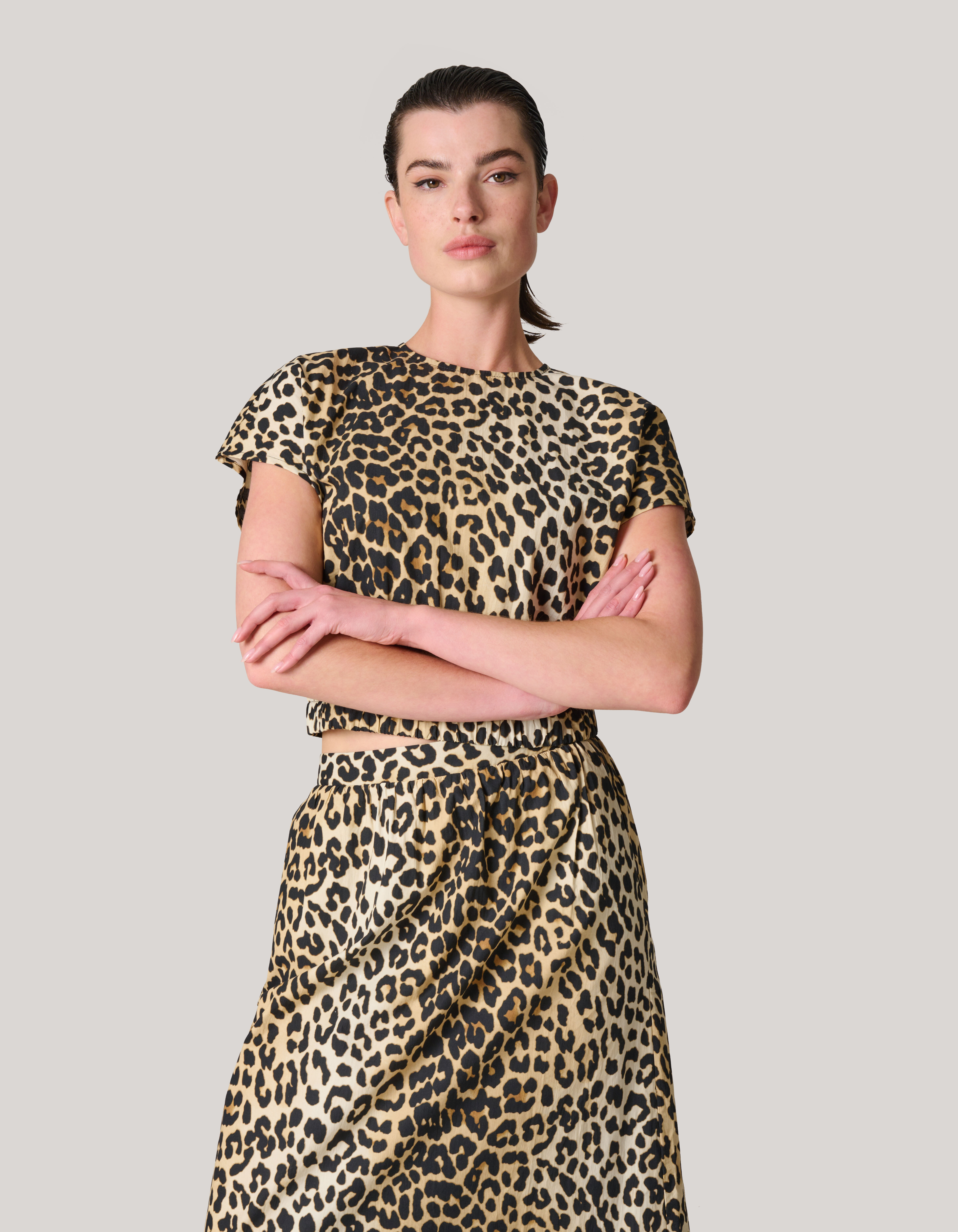 Leopard Poplin Cropped Top SHOEBY WOMEN