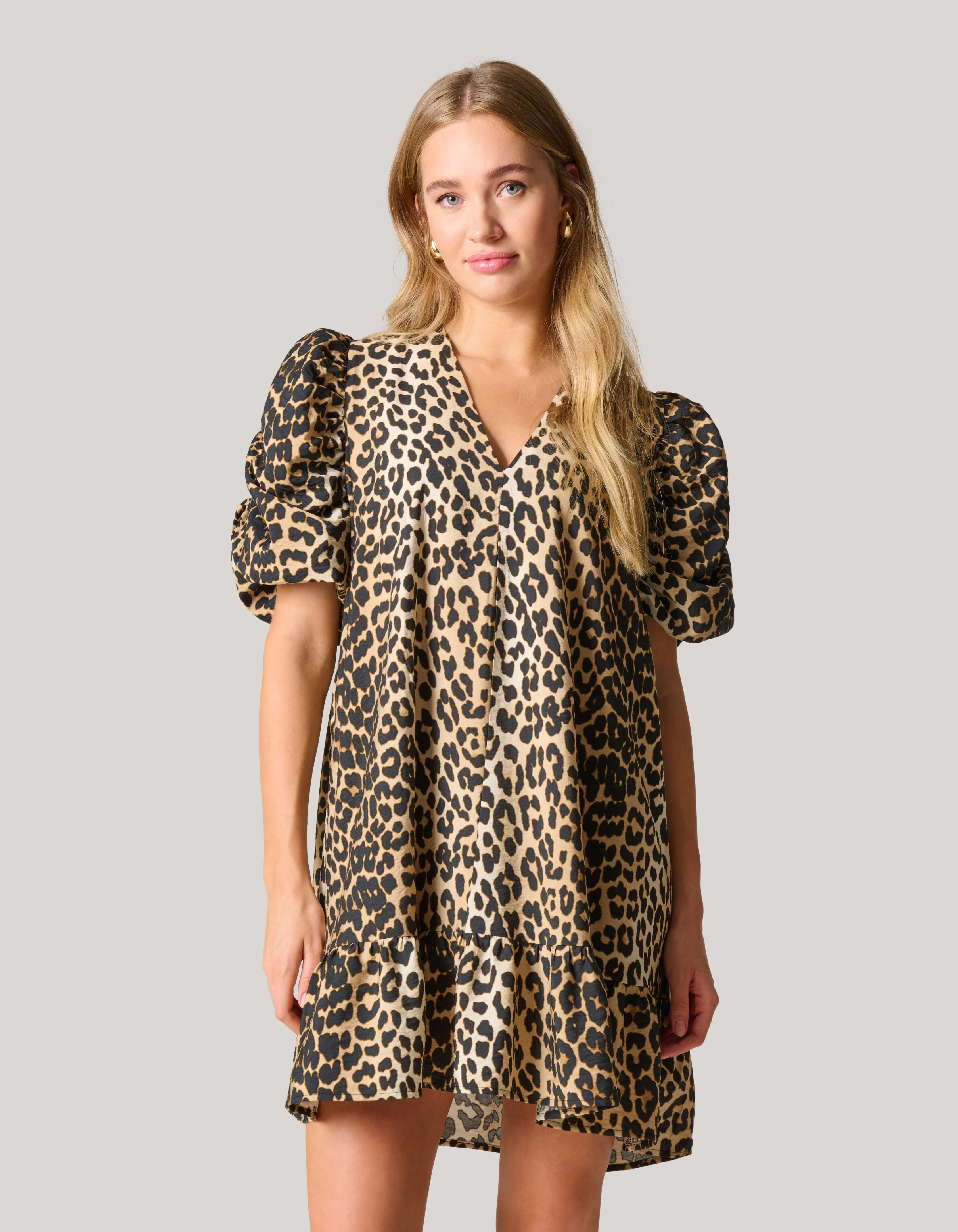 Leopard Pofmouwen Mini Jurk SHOEBY WOMEN