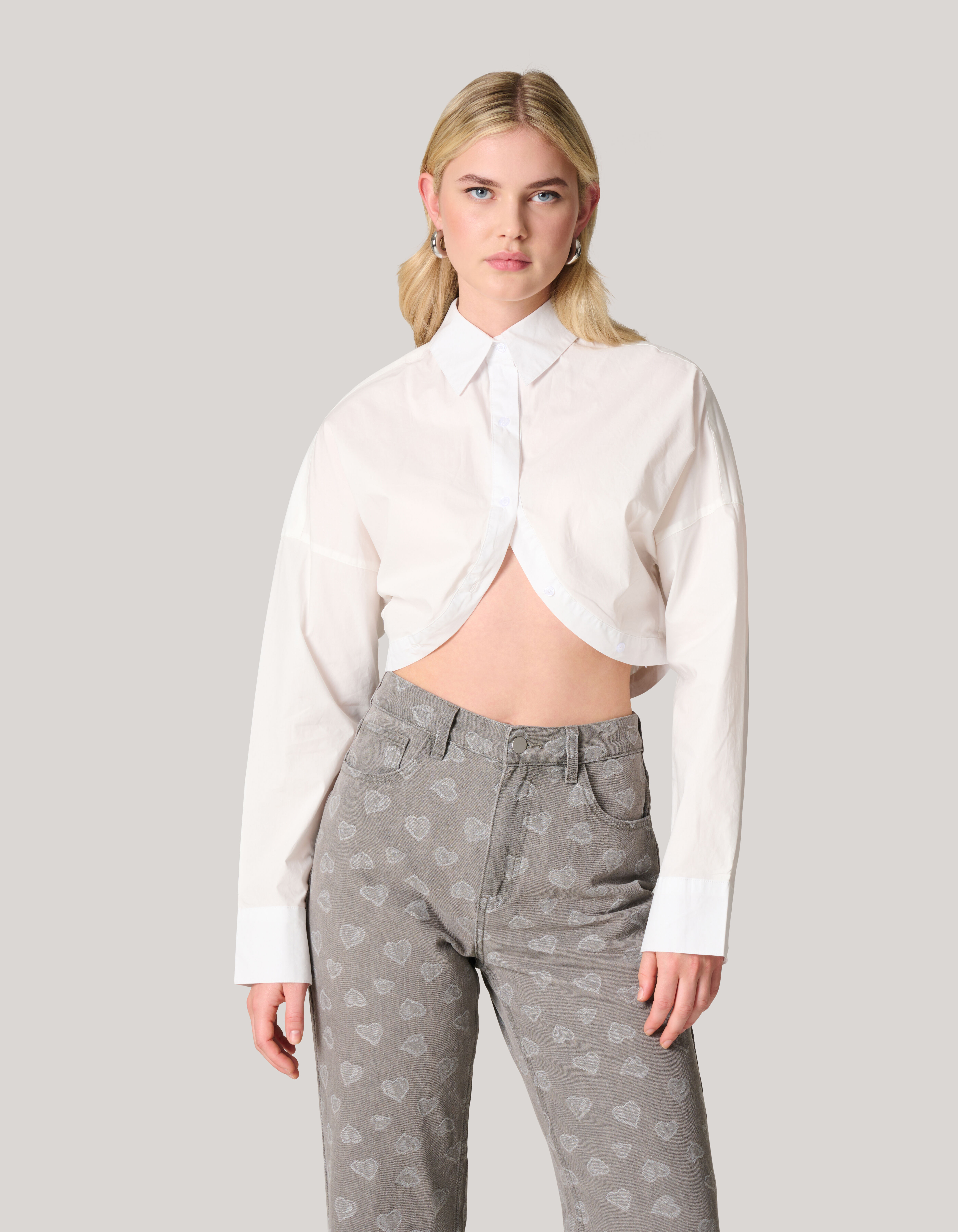 Cropped Poplin Blouse Wit SHOEBY WOMEN