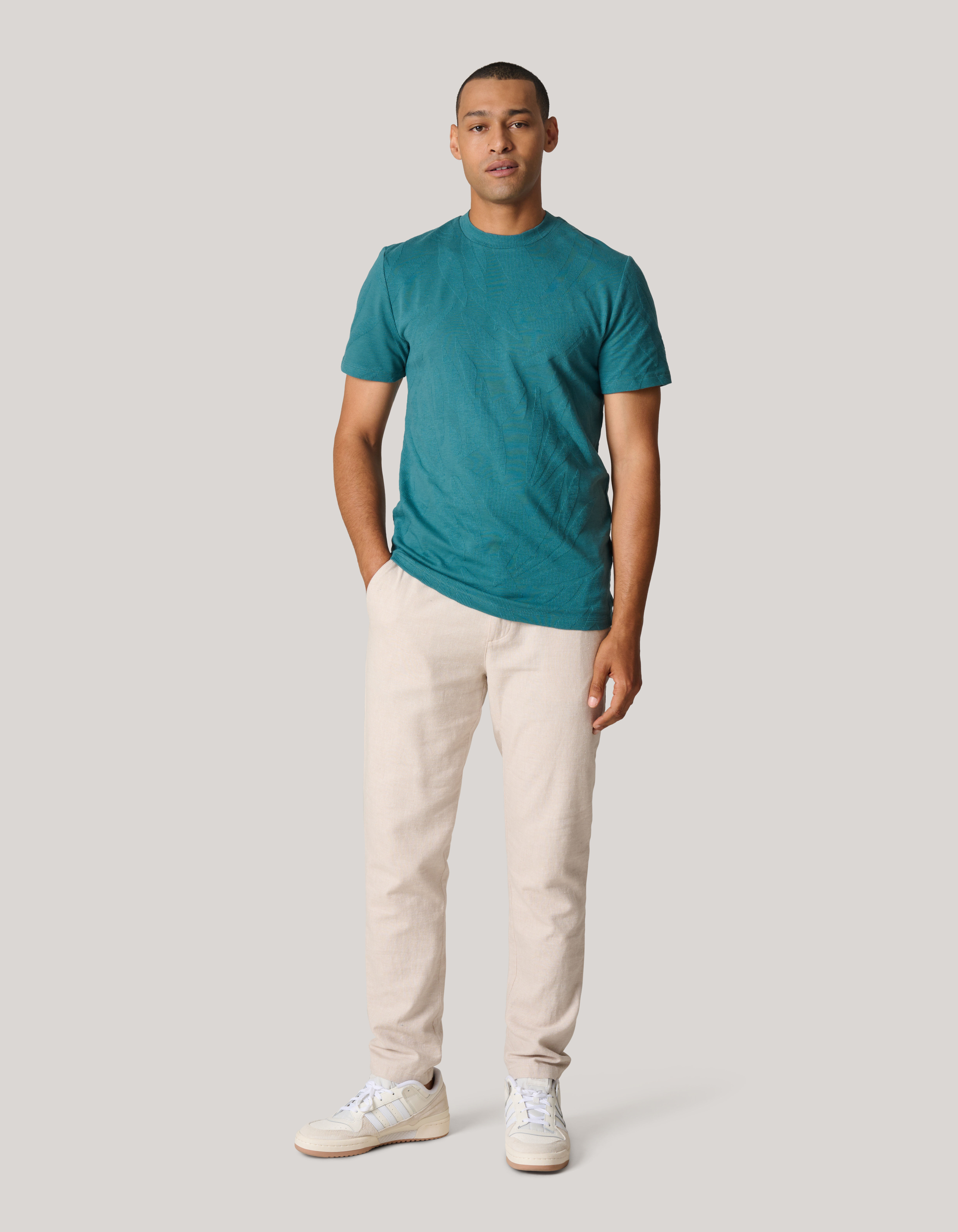 Structuur T-shirt Donker Turquoise SHOEBY MEN