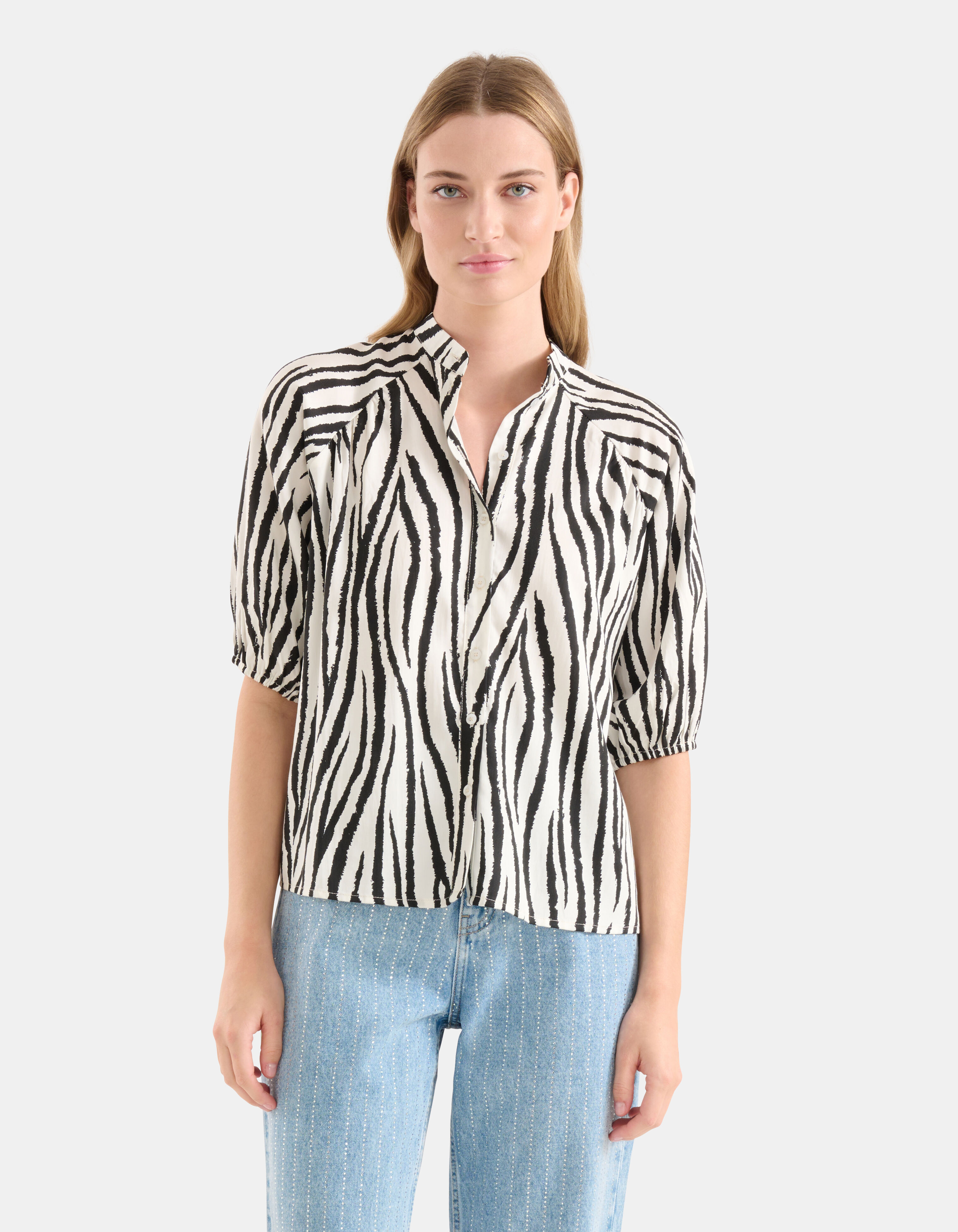 Zebra Printed Blouse Zwart/Wit SHOEBY WOMEN