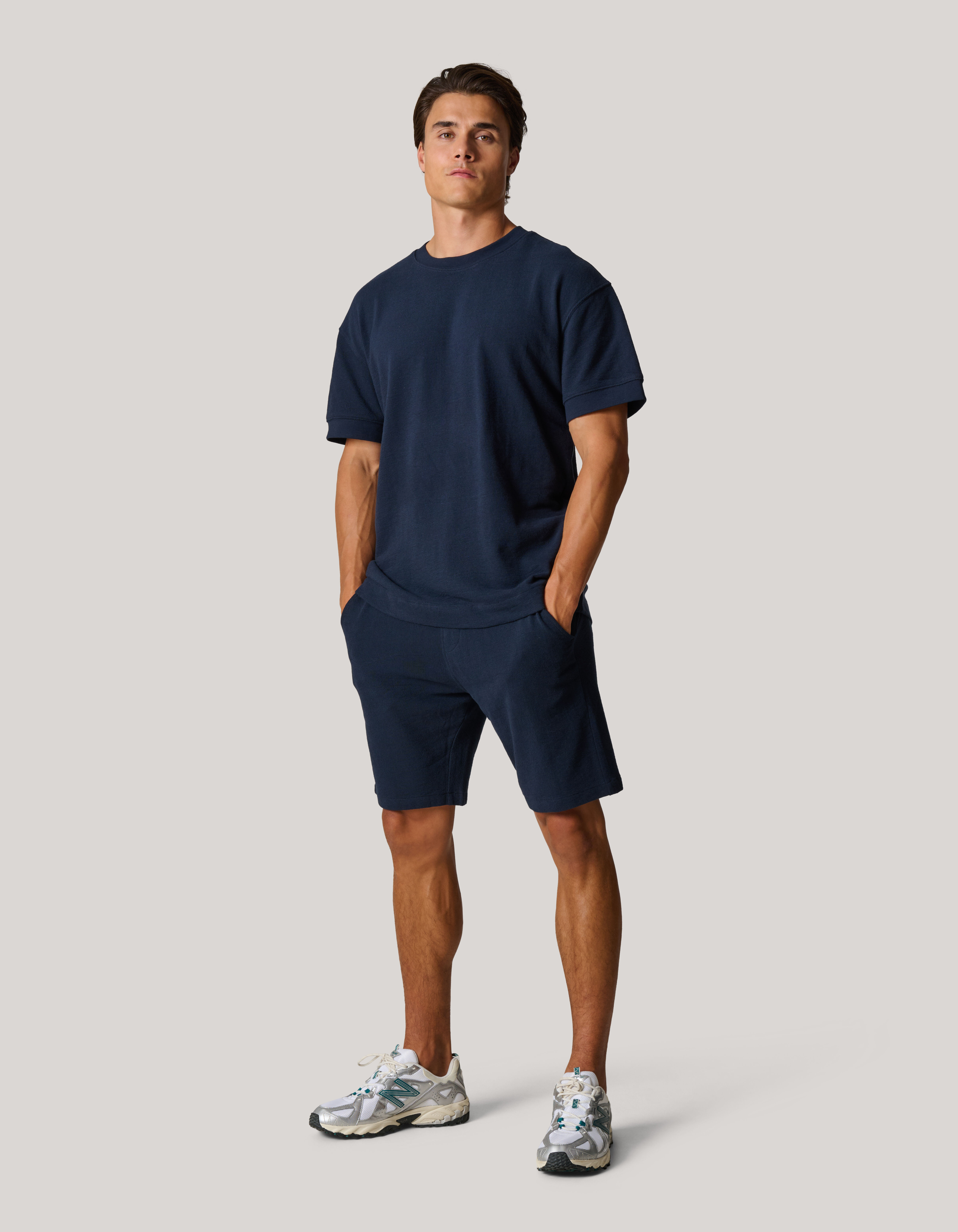 Slub Structuur T-shirt Donkerblauw SHOEBY MEN