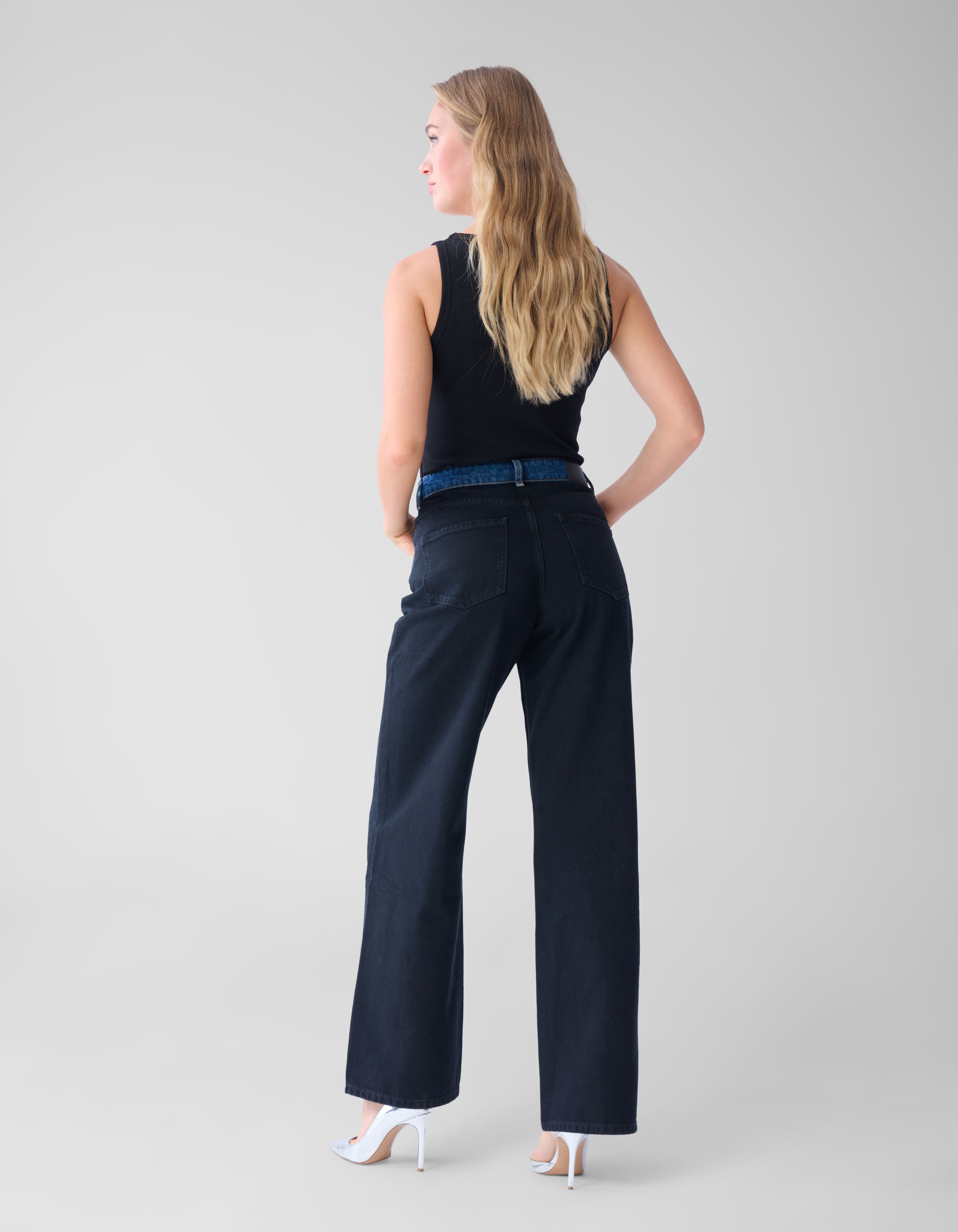 Two Tone Wide Leg Fit Jeans Donkerblauw SHOEBY WOMEN