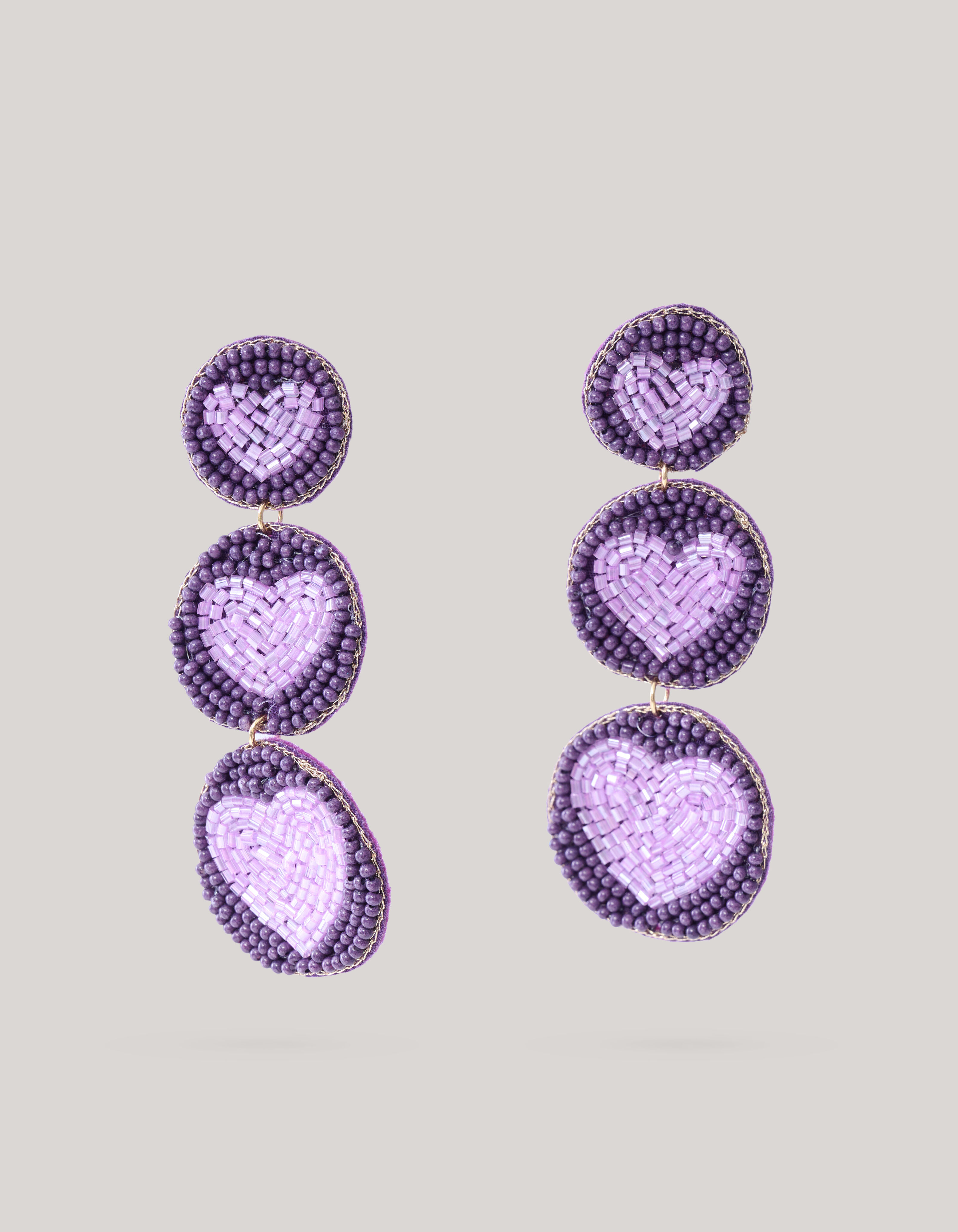 Triple Heart Oorbellen Paars SHOEBY ACCESSOIRES