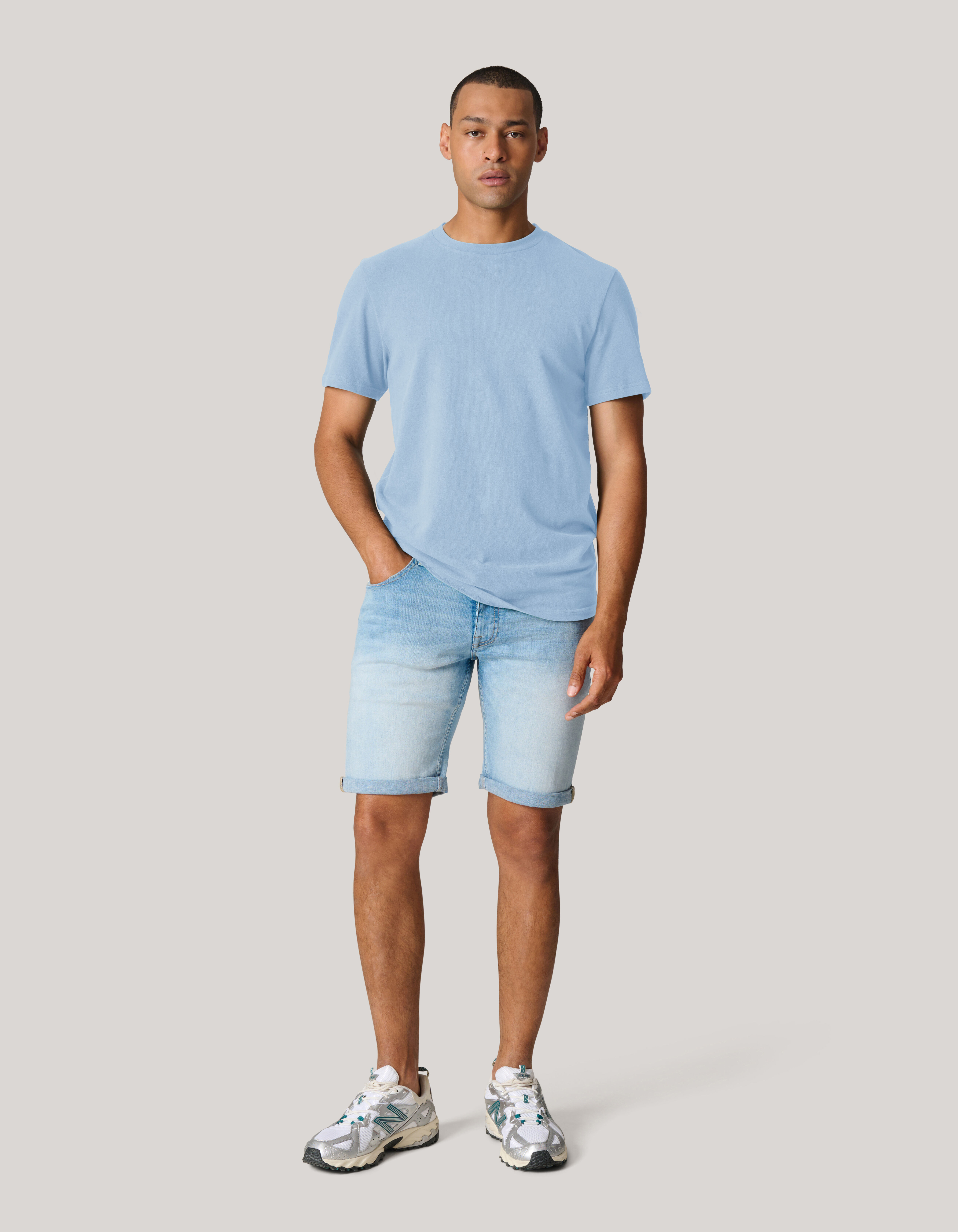 Brushed T-shirt Lichtblauw SHOEBY MEN