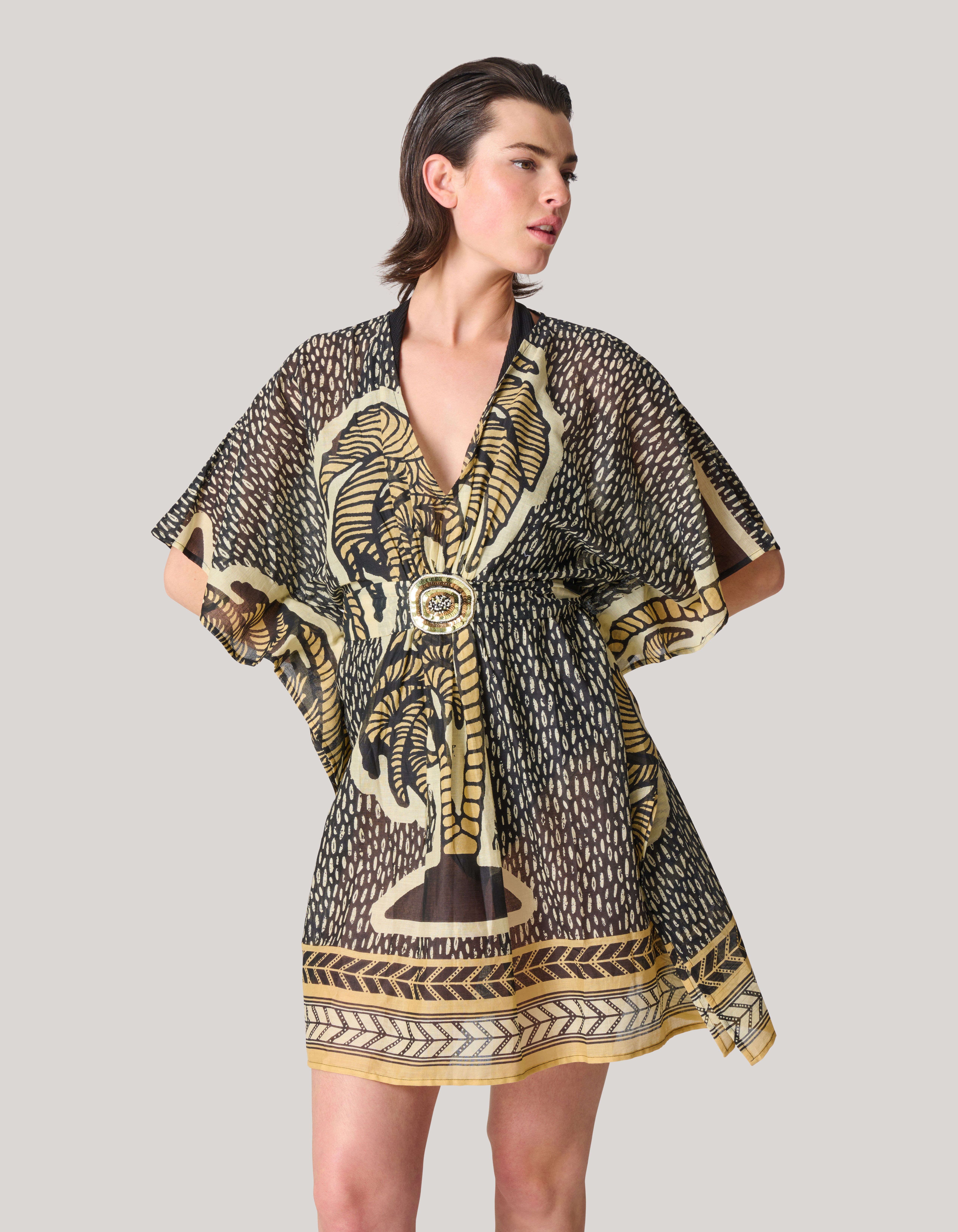 Printed Strand Kaftan Beige SHOEBY WOMEN