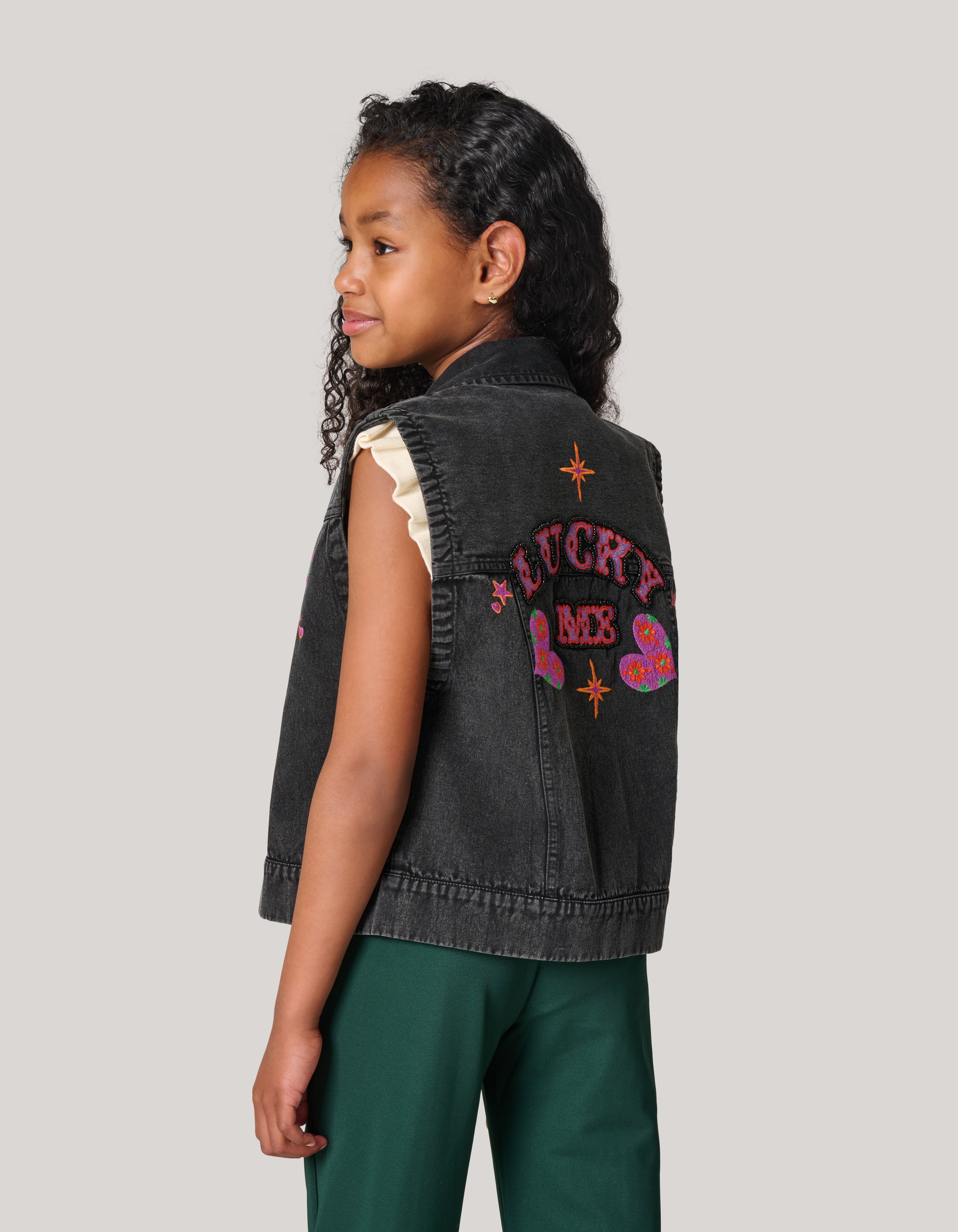 Embroidery Gilet Donkergrijs SHOEBY GIRLS