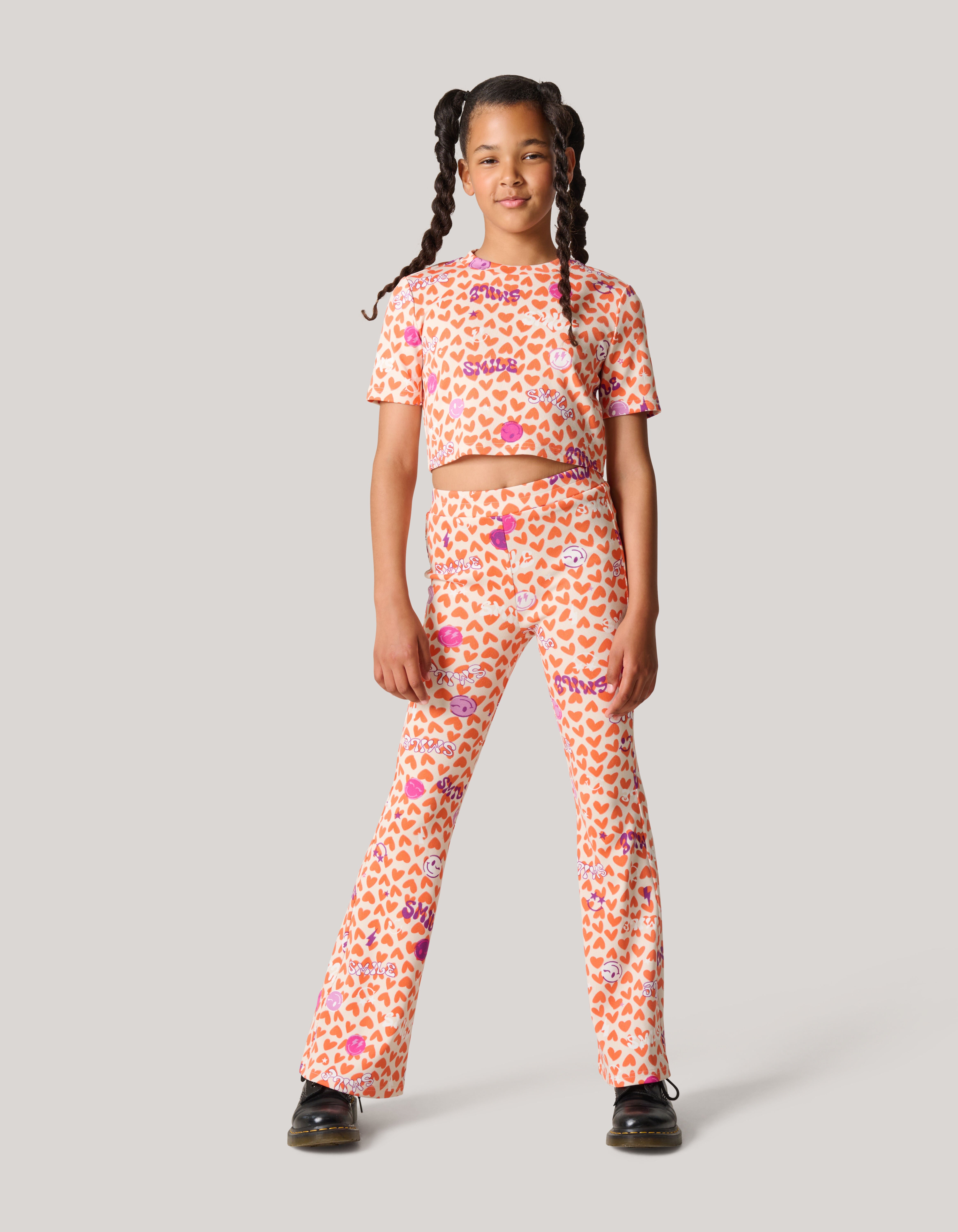 Printed Cropped Top Oranje/Gebroken Wit SHOEBY GIRLS