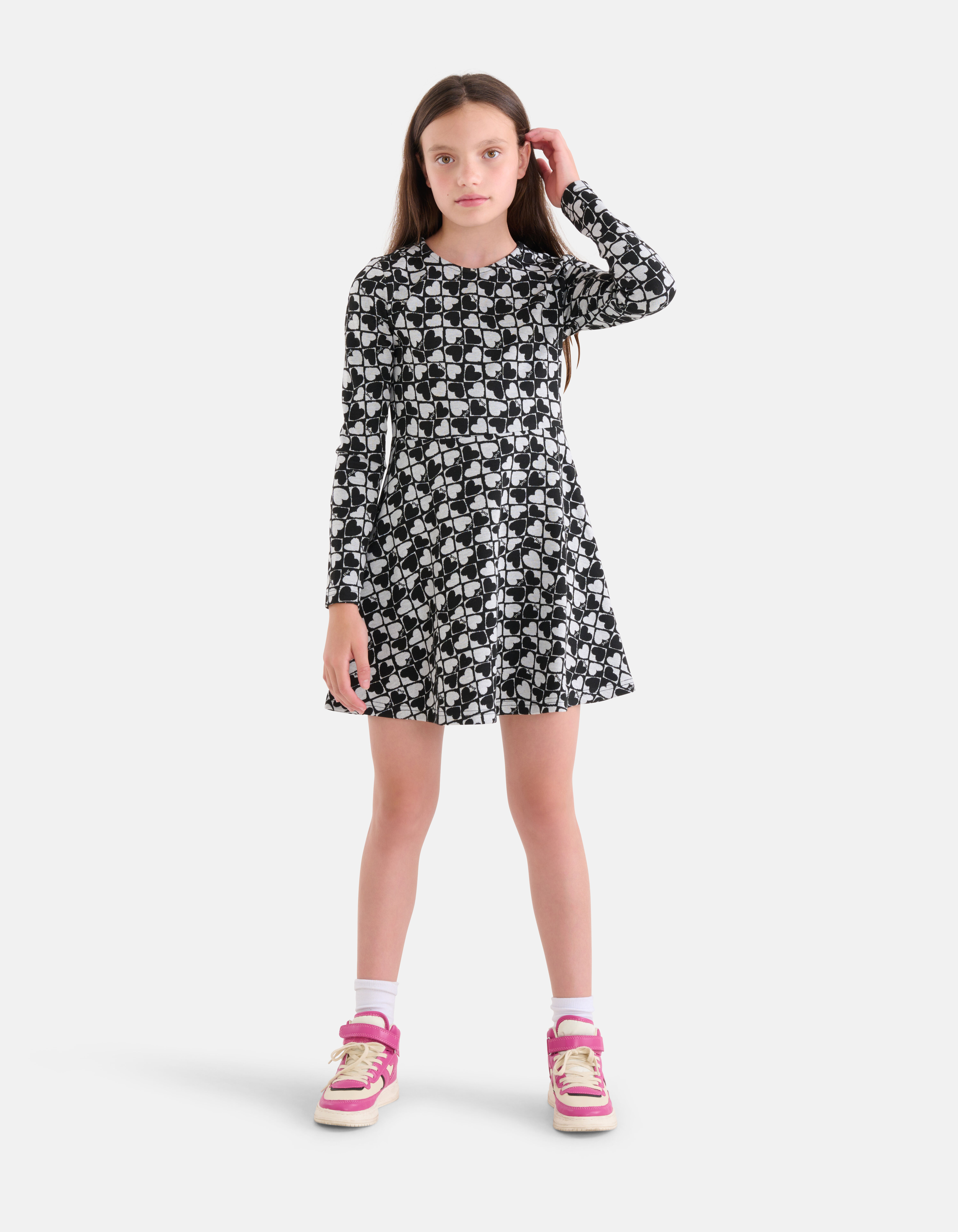 Printed Jurk Grijs/Zwart SHOEBY GIRLS