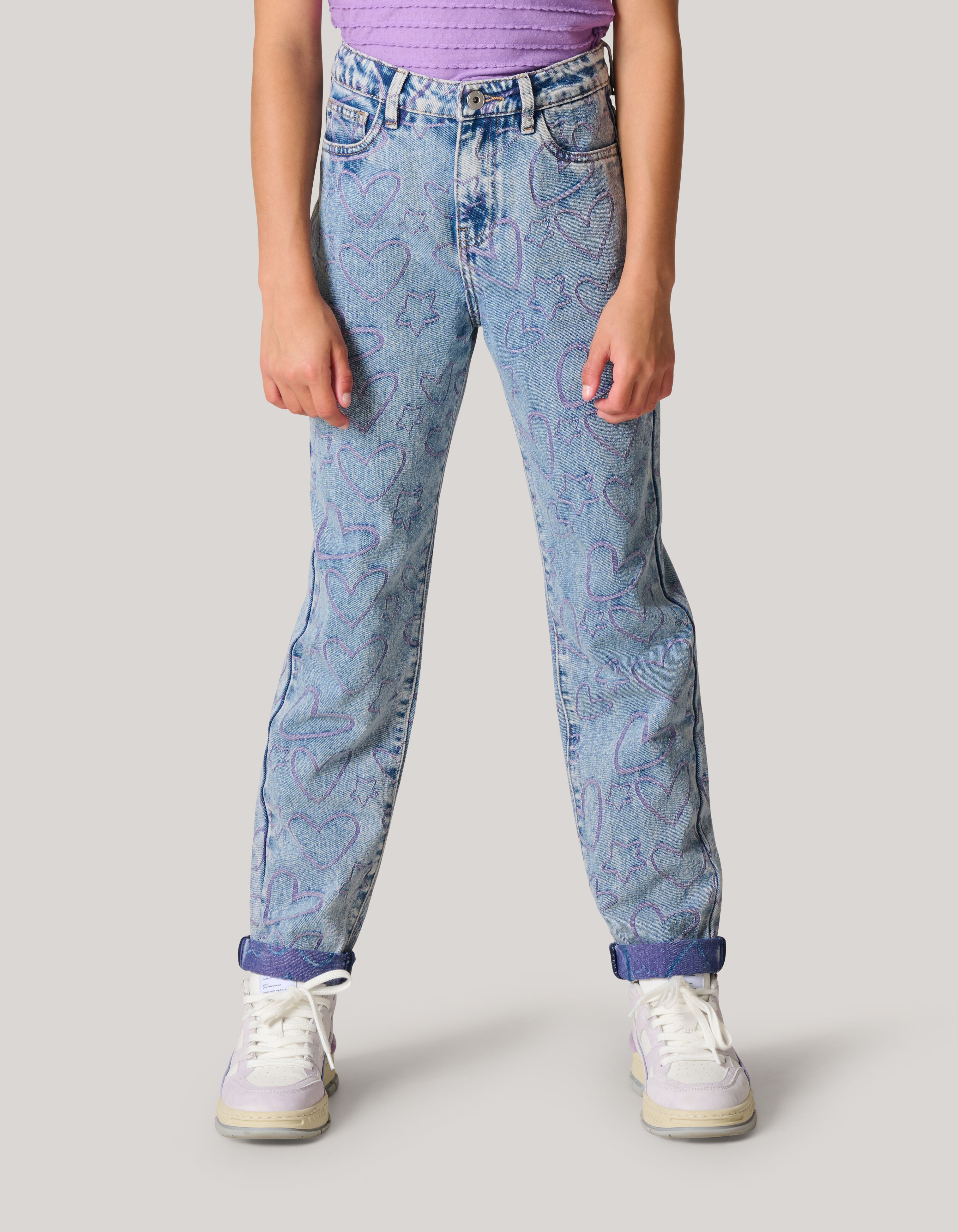 Printed Tapered Fit Jeans Blauw SHOEBY GIRLS