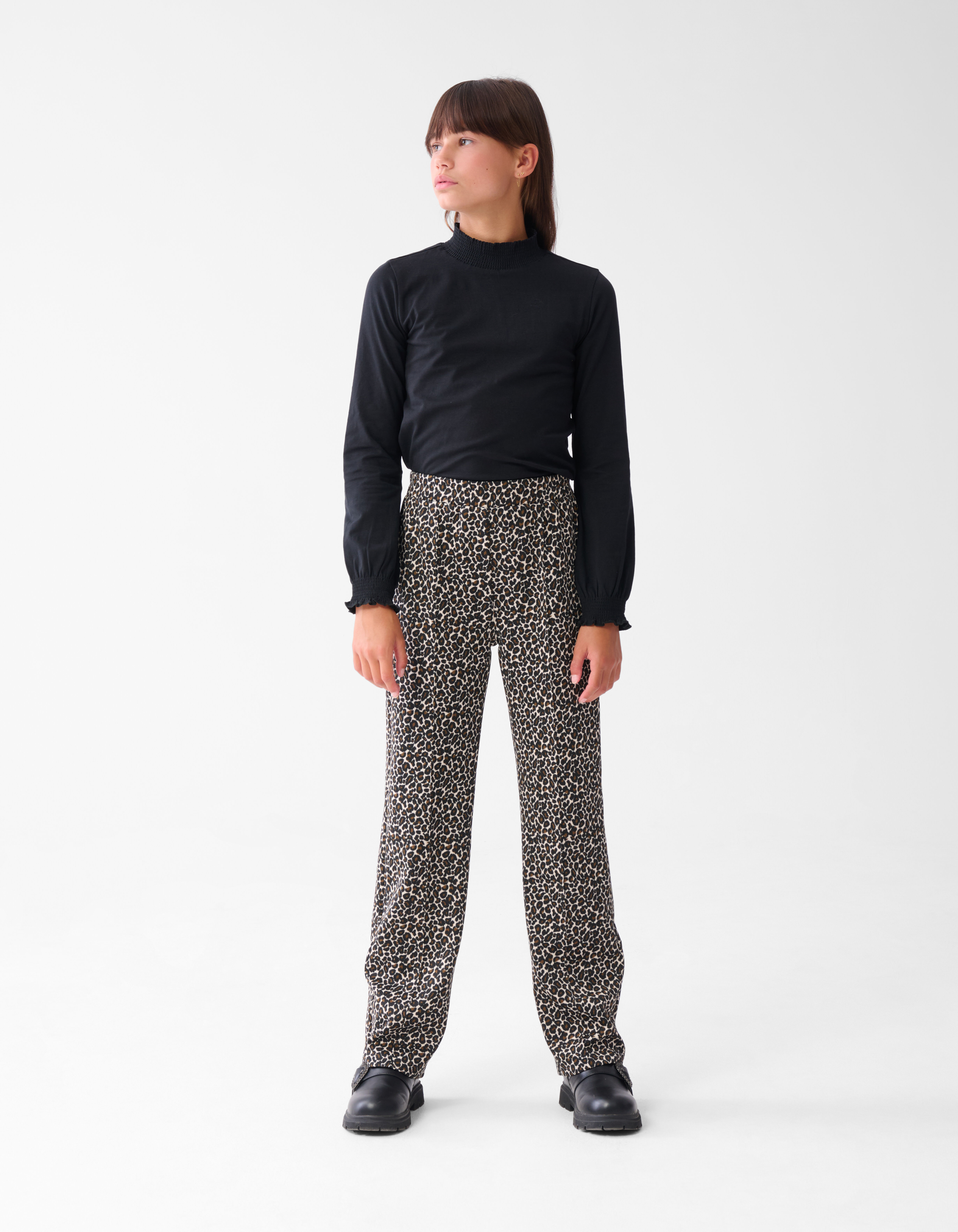 Leopard Wide Leg Broek Bruin SHOEBY GIRLS