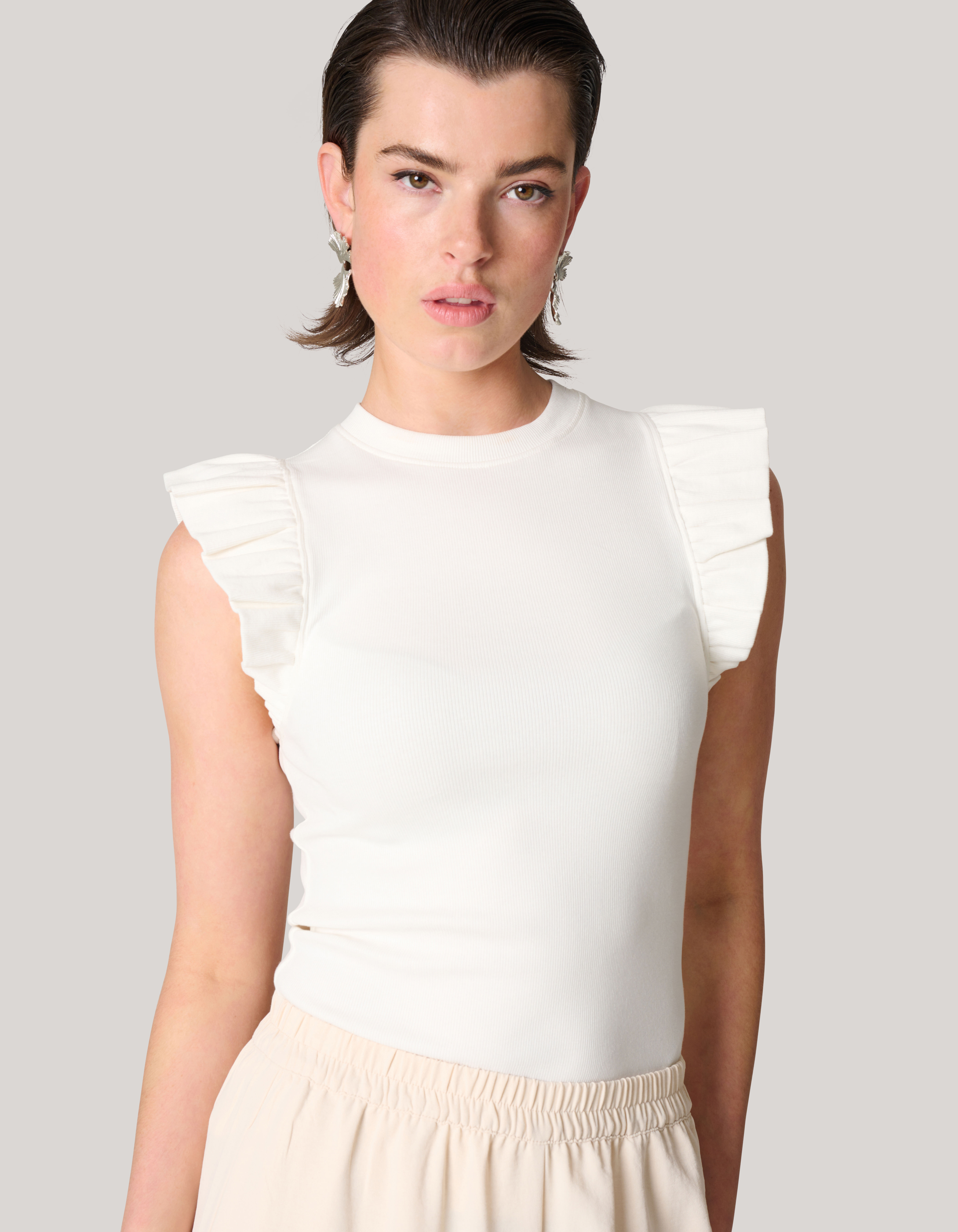 Jersey Ruffle Top Wit SHOEBY WOMEN