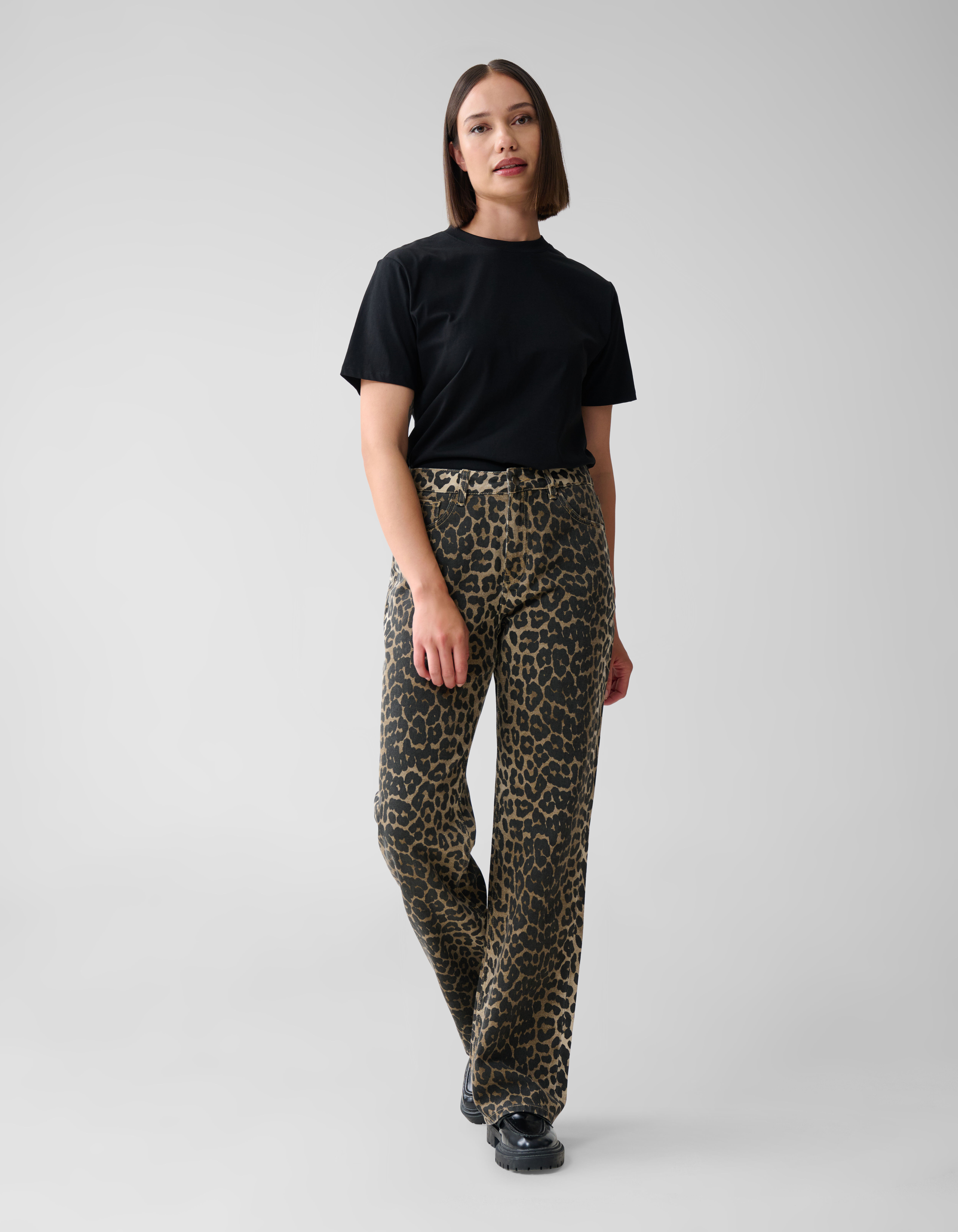 Leopard Straight Fit Jeans Bruin SHOEBY WOMEN