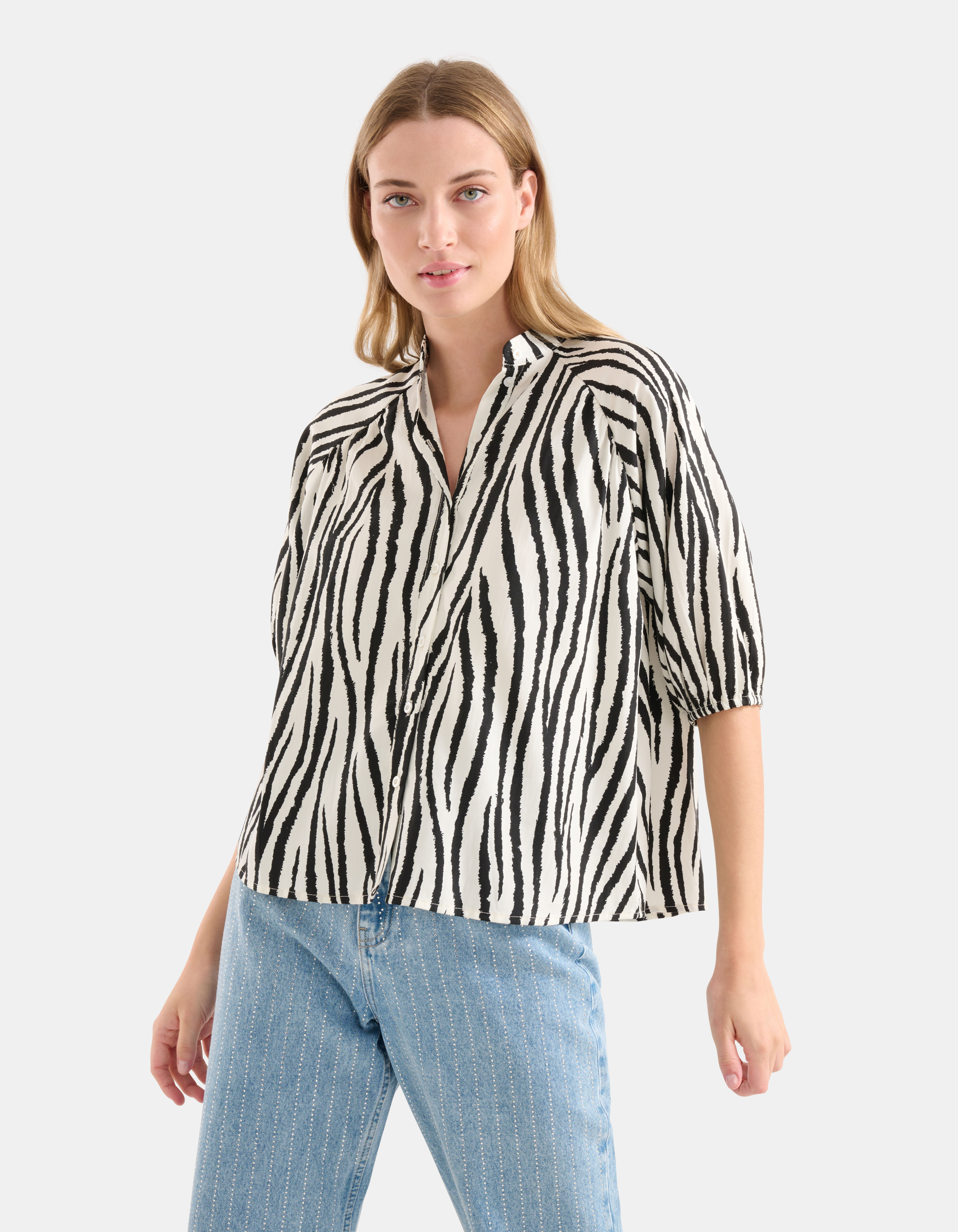 Zebra Printed Blouse Zwart/Wit SHOEBY WOMEN