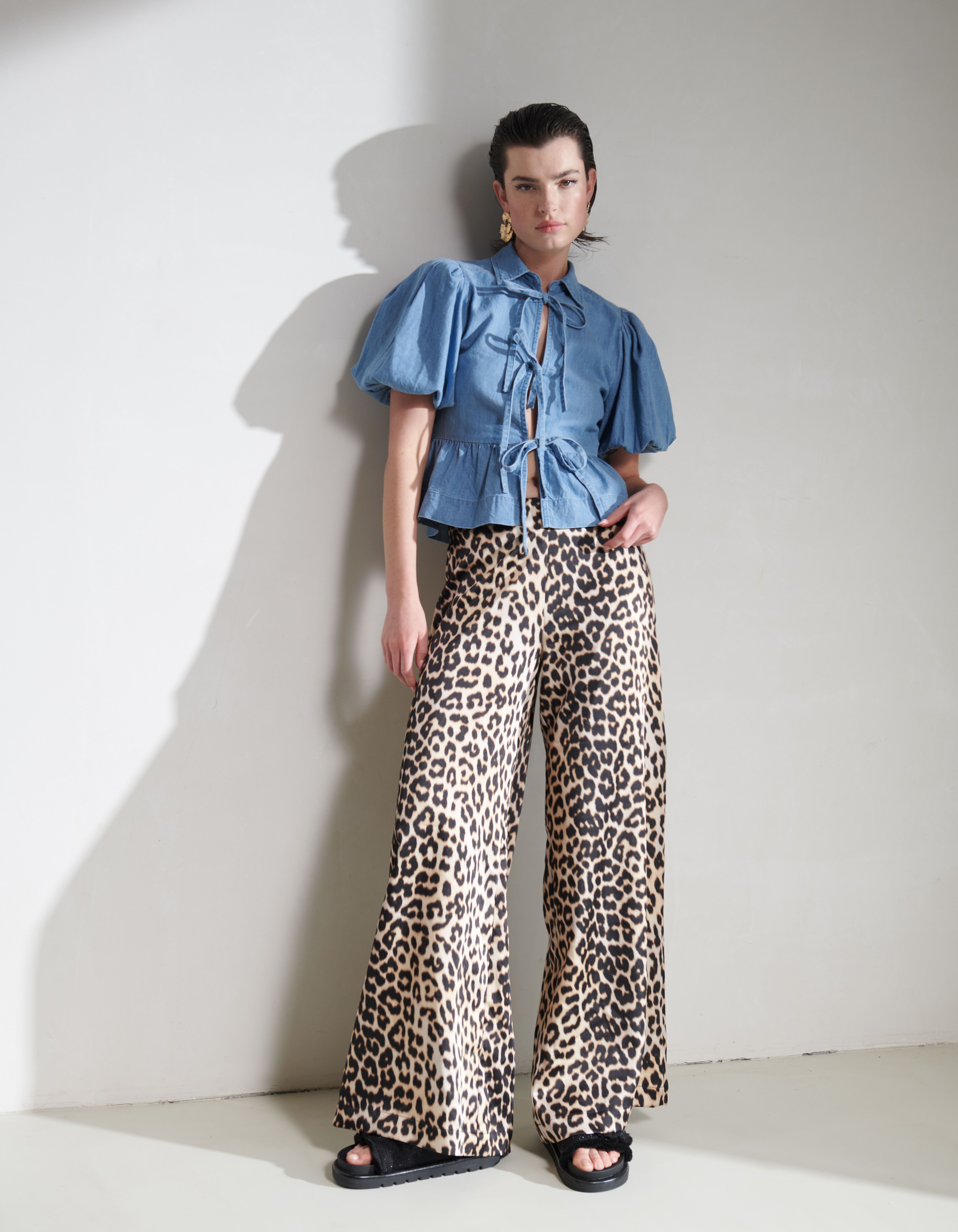 Leopard Satijnen Palazzo Broek SHOEBY WOMEN