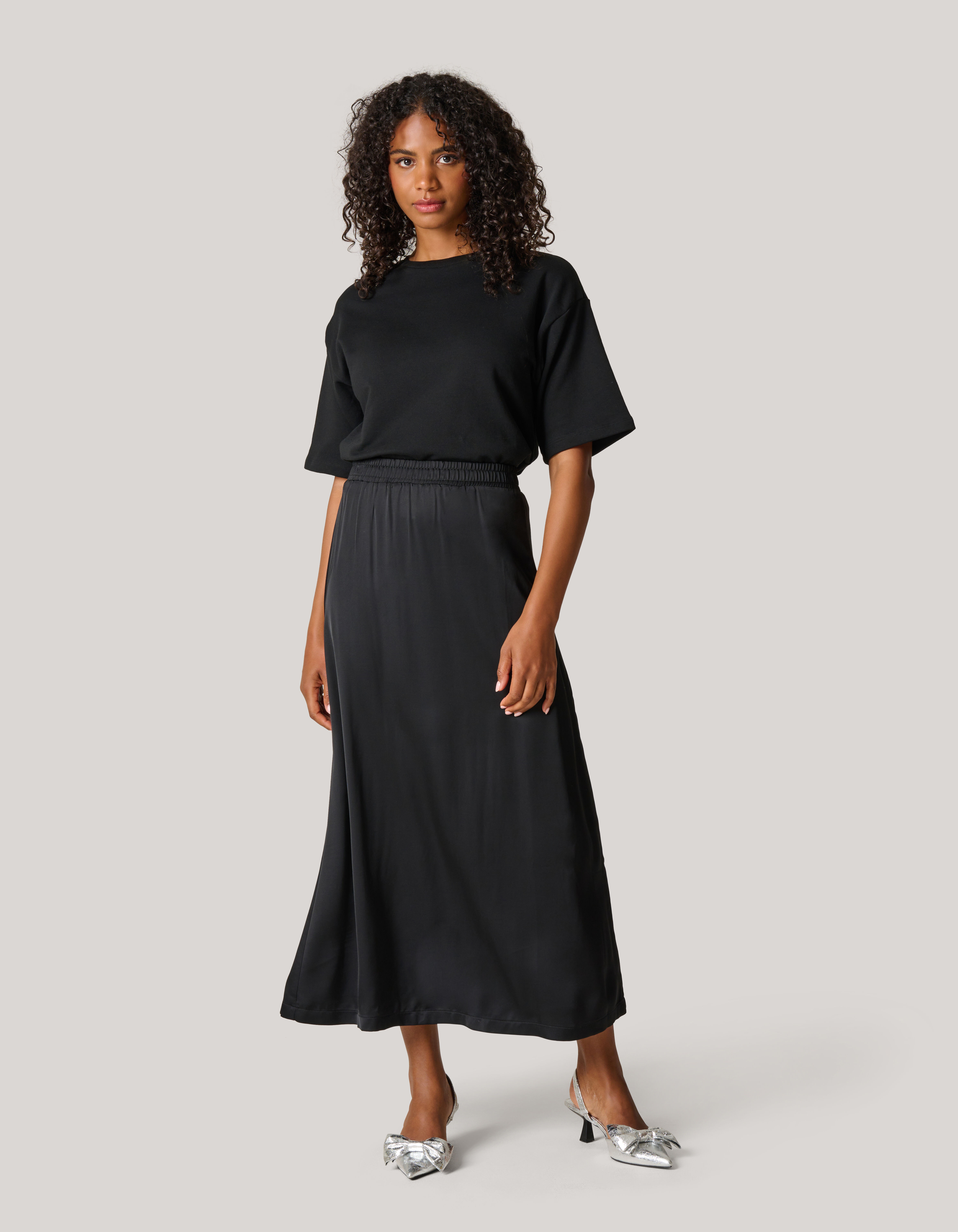 Satijnen Maxi Rok Zwart SHOEBY WOMEN