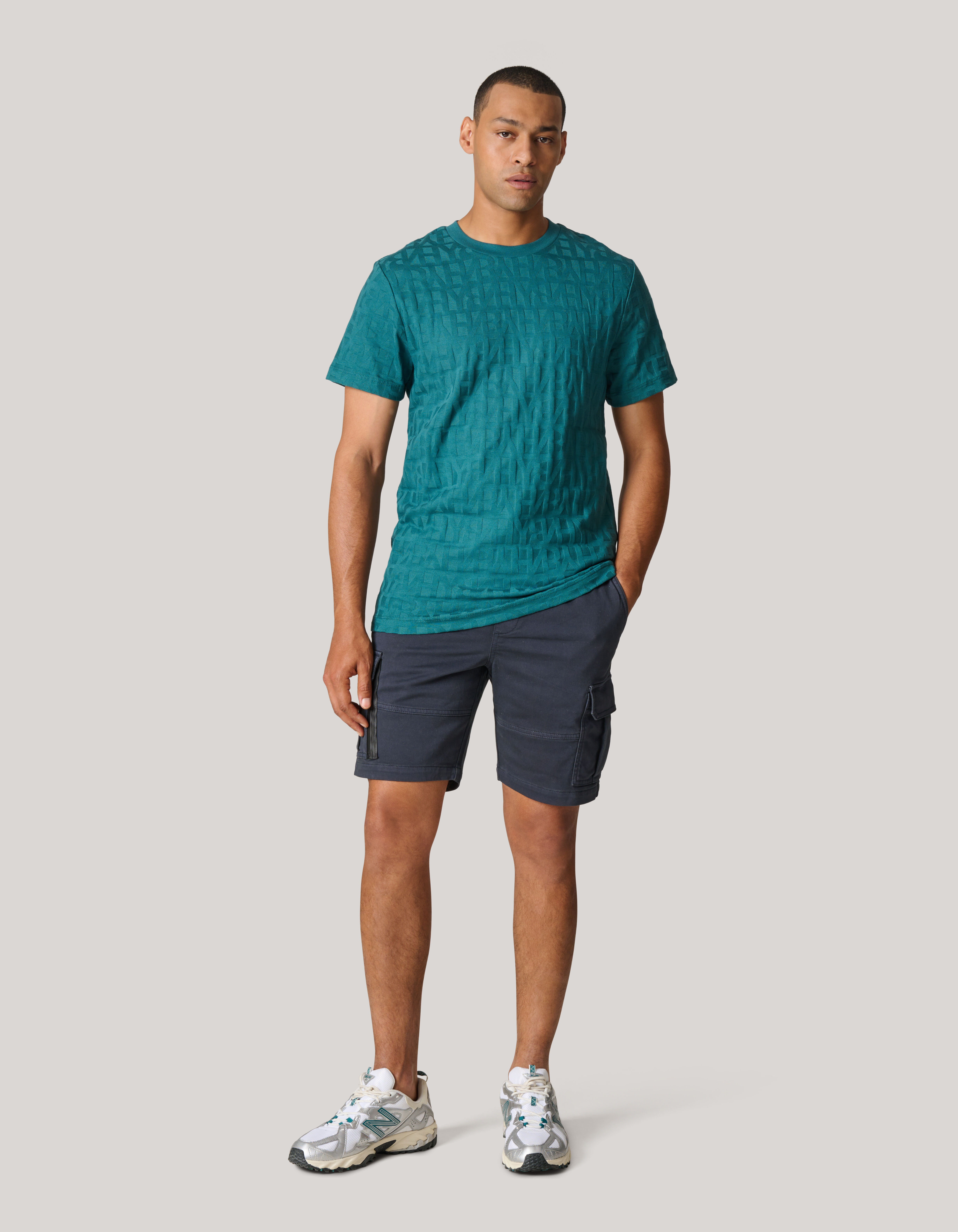 Structuur T-shirt Turquoise SHOEBY MEN