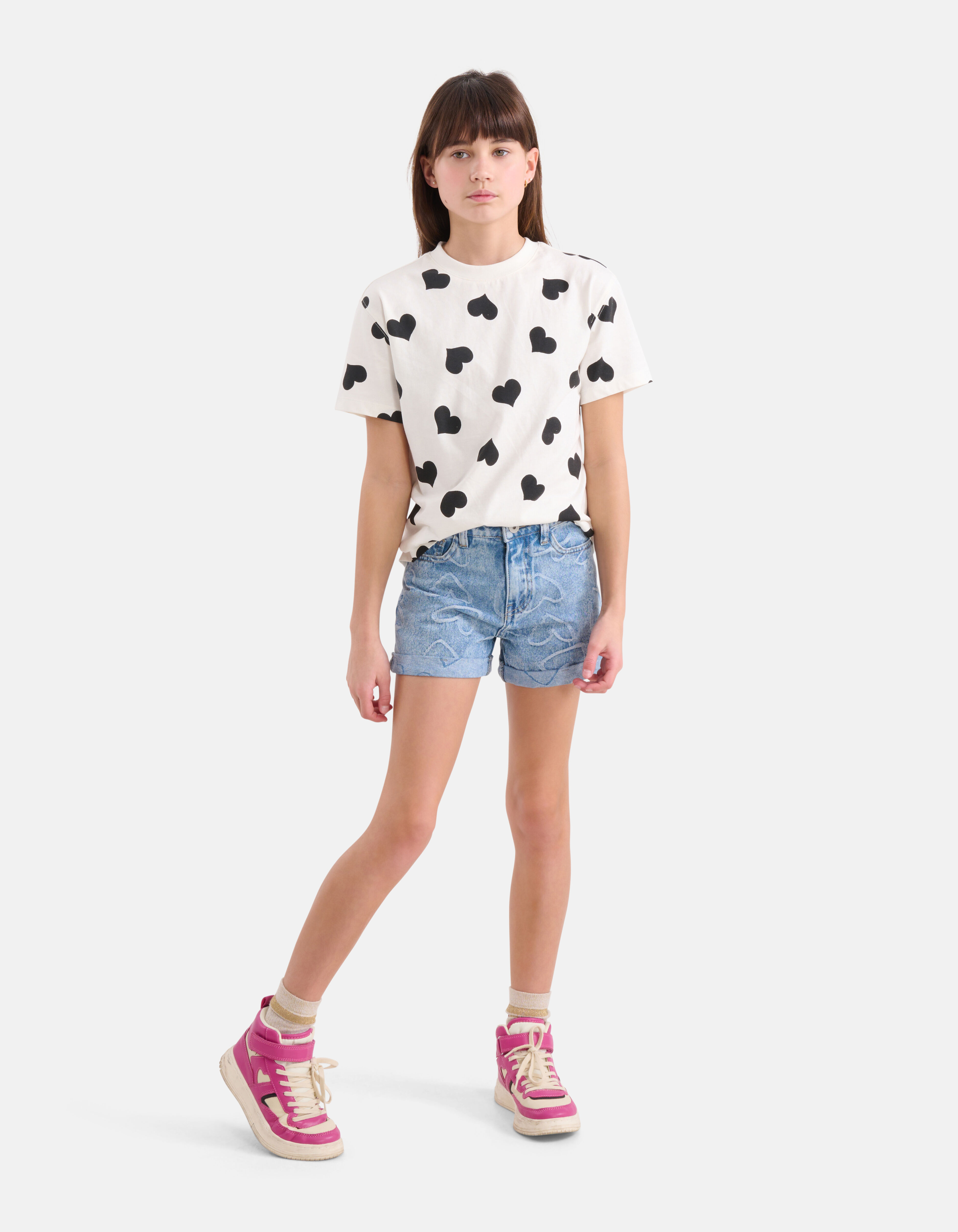 Heart Denim Short Mediumstone SHOEBY GIRLS