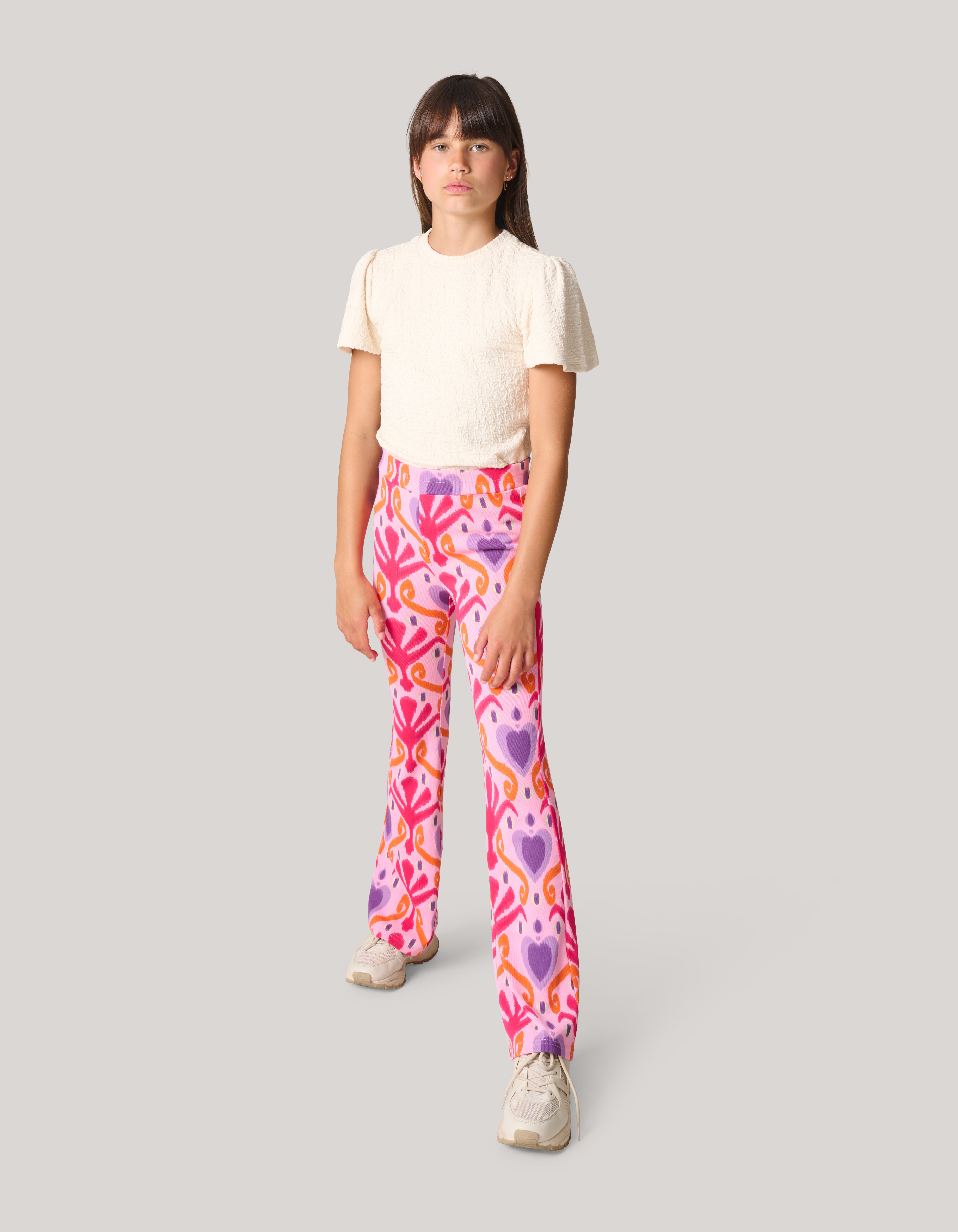 Printed Rib Flared Legging Roze SHOEBY GIRLS