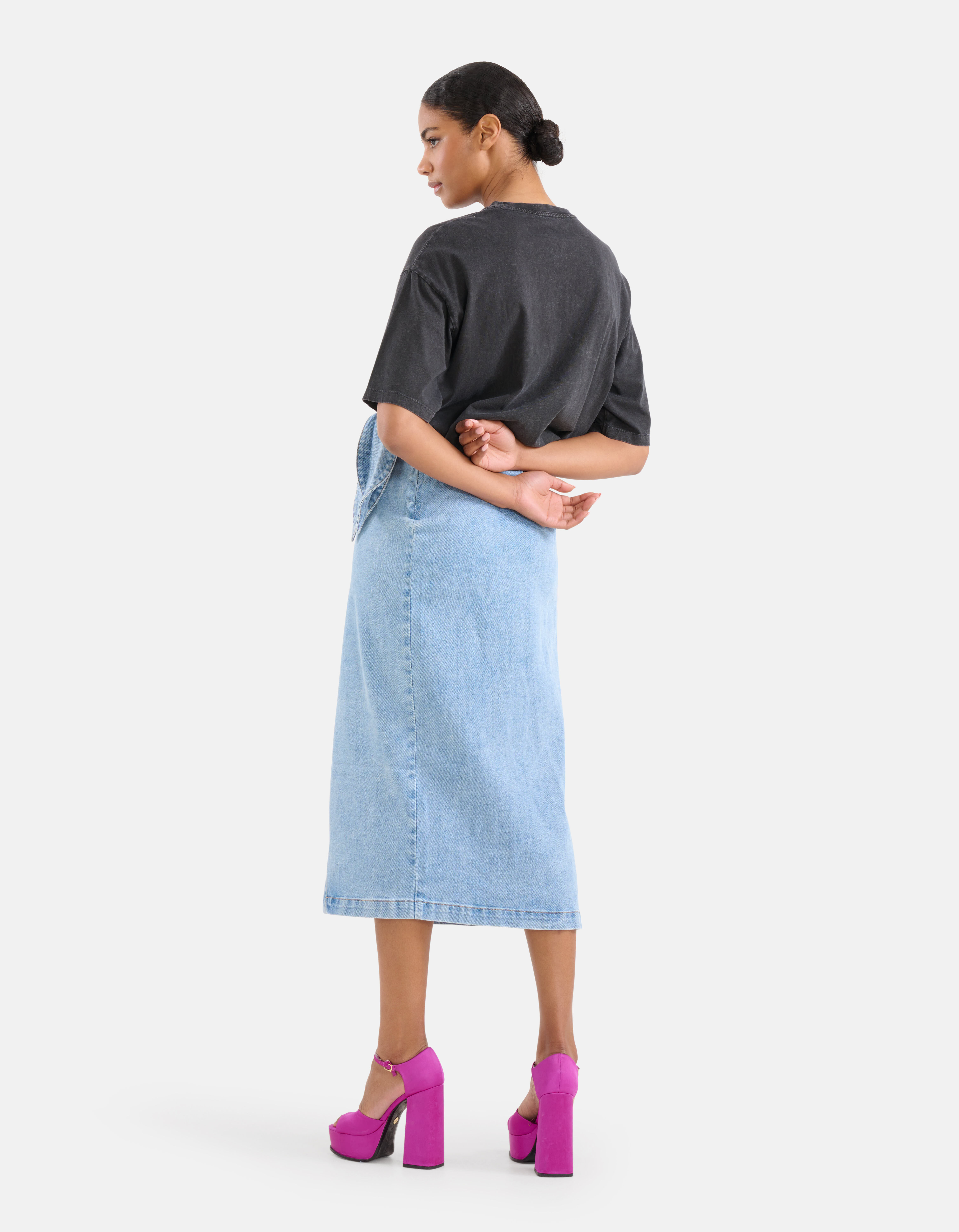 Denim Midi Rok Blauw SHOEBY WOMEN