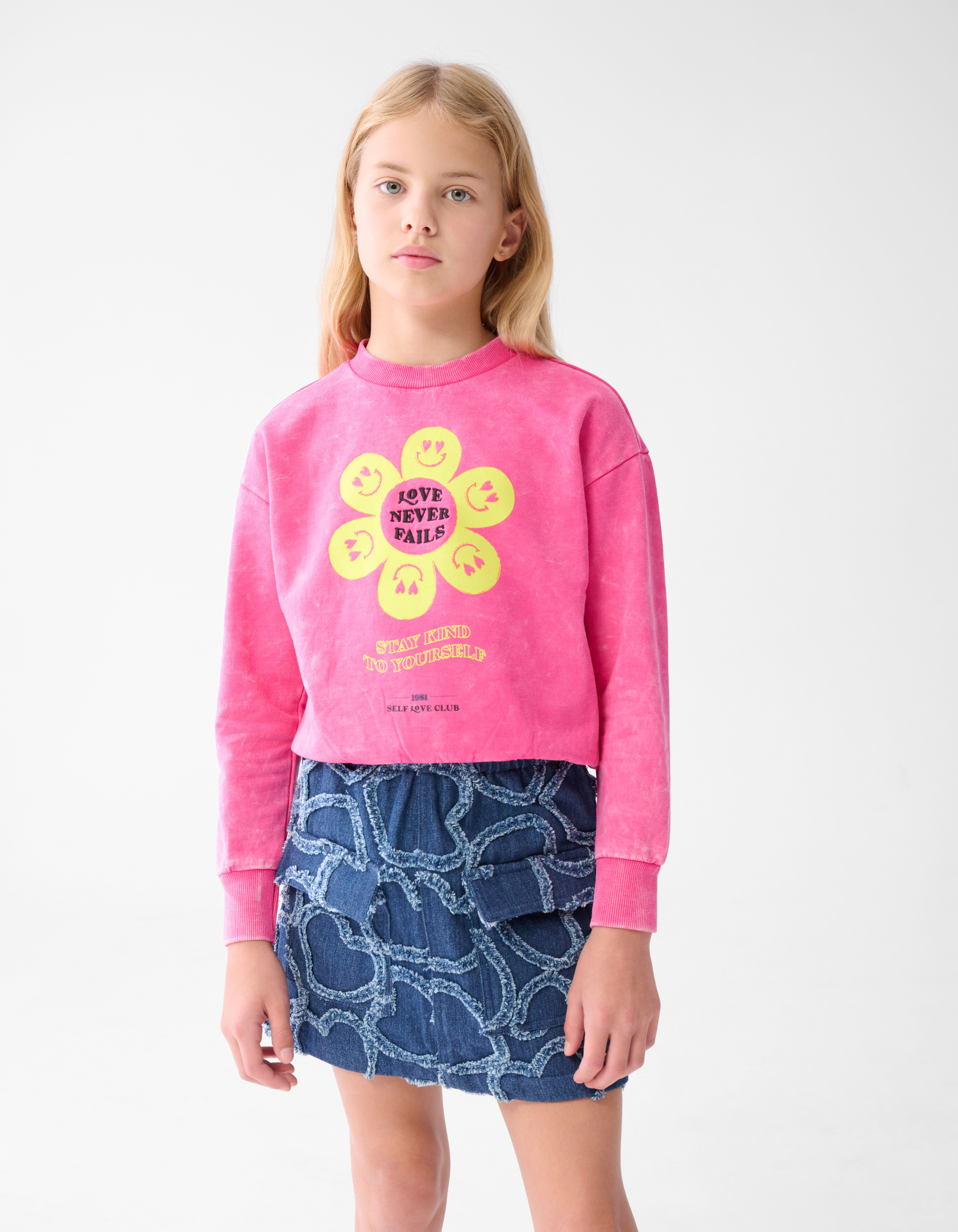 Washed Artwork Sweater Roze SHOEBY GIRLS