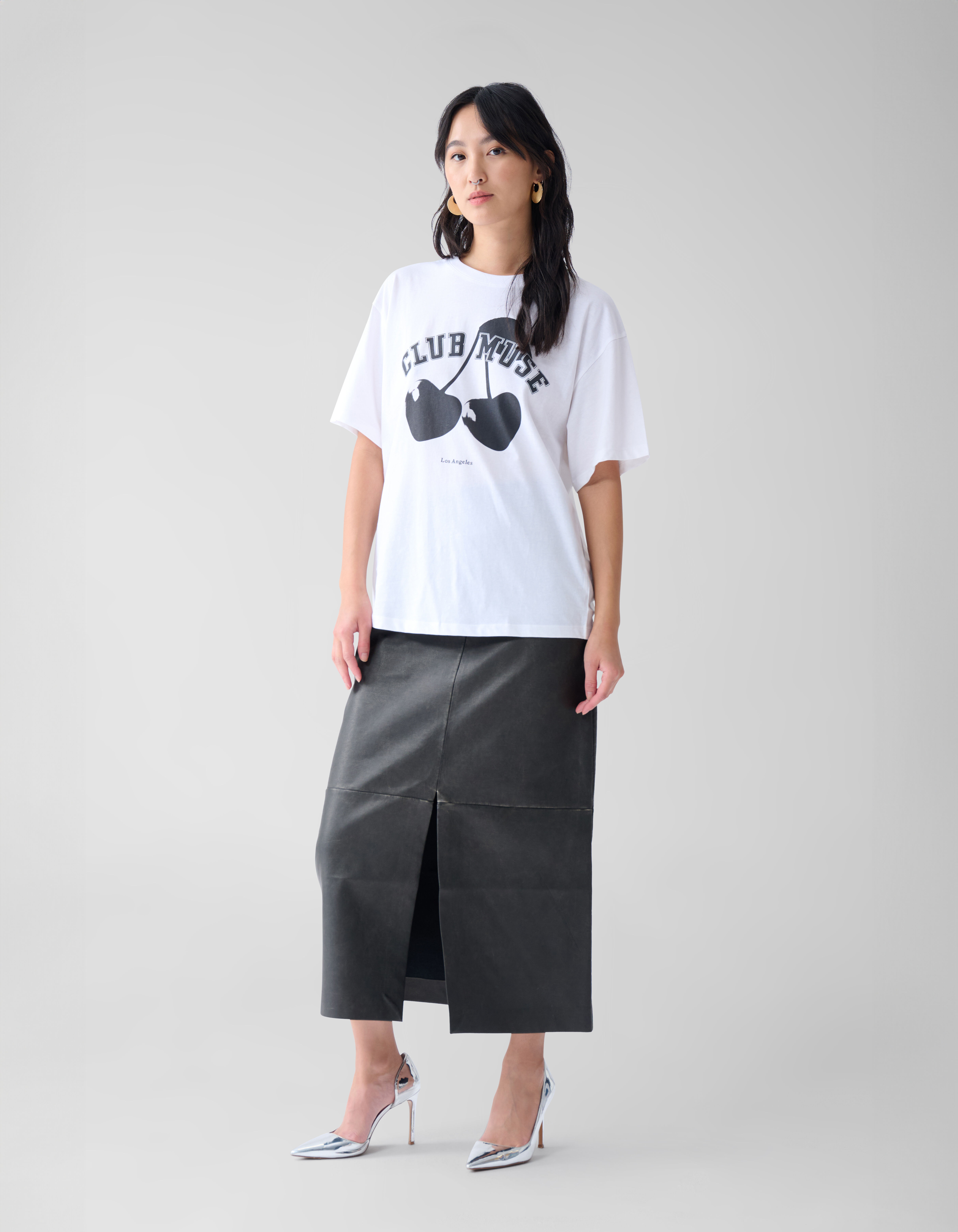 Cherry Artwork T-shirt Wit SHOEBY WOMEN