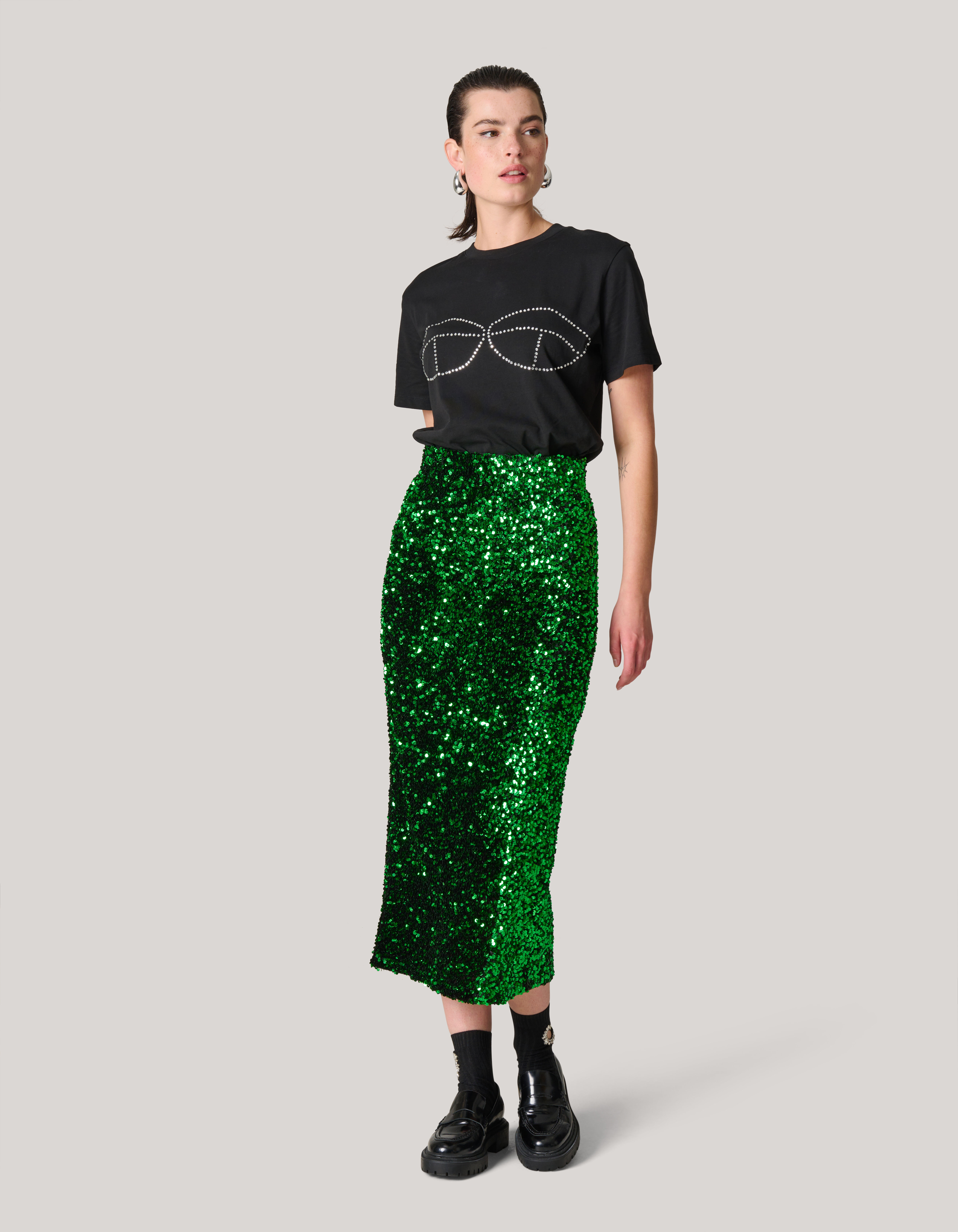 Pailetten Maxi Rok Groen SHOEBY WOMEN