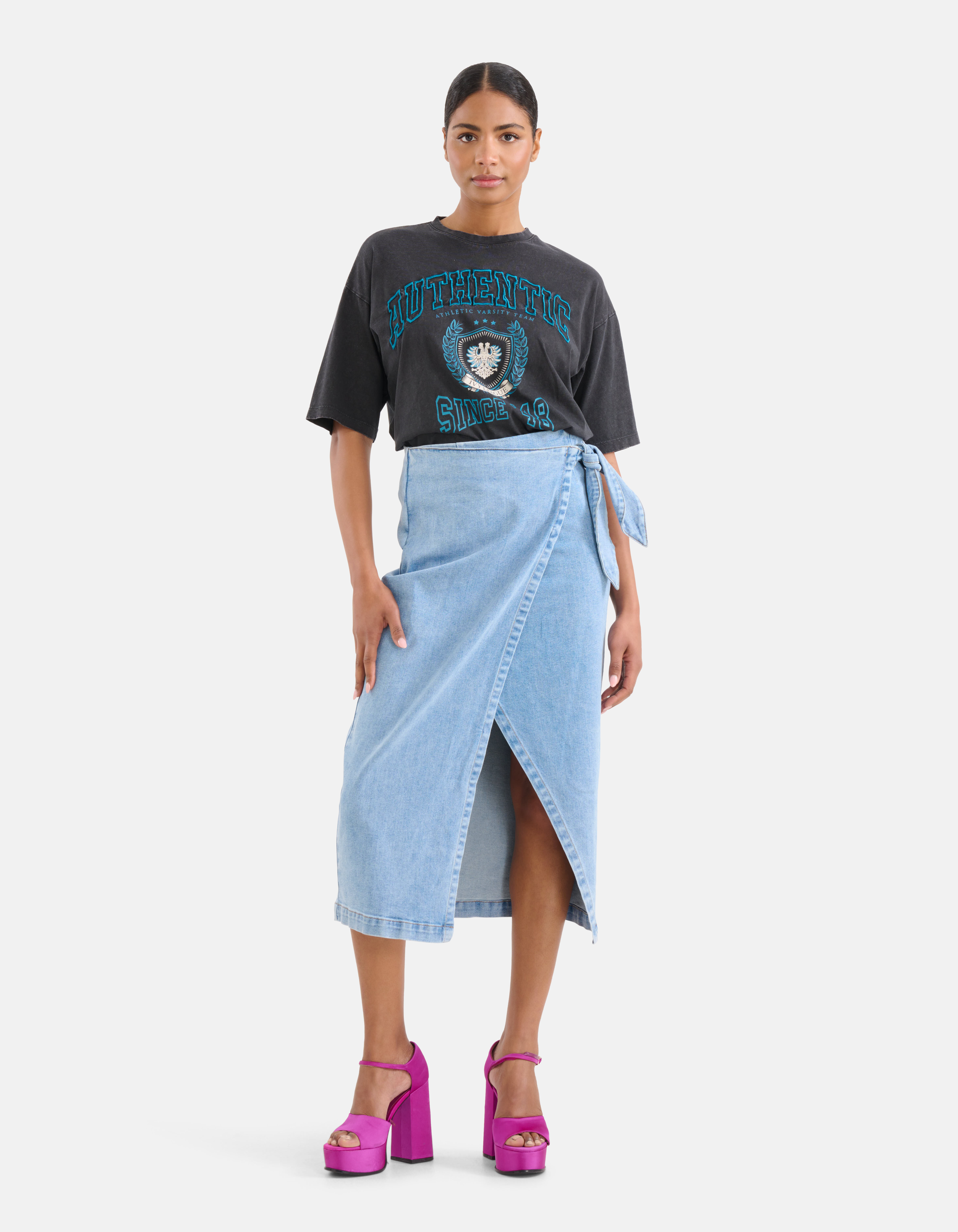 Washed Artwork T-shirt Donkergrijs SHOEBY WOMEN