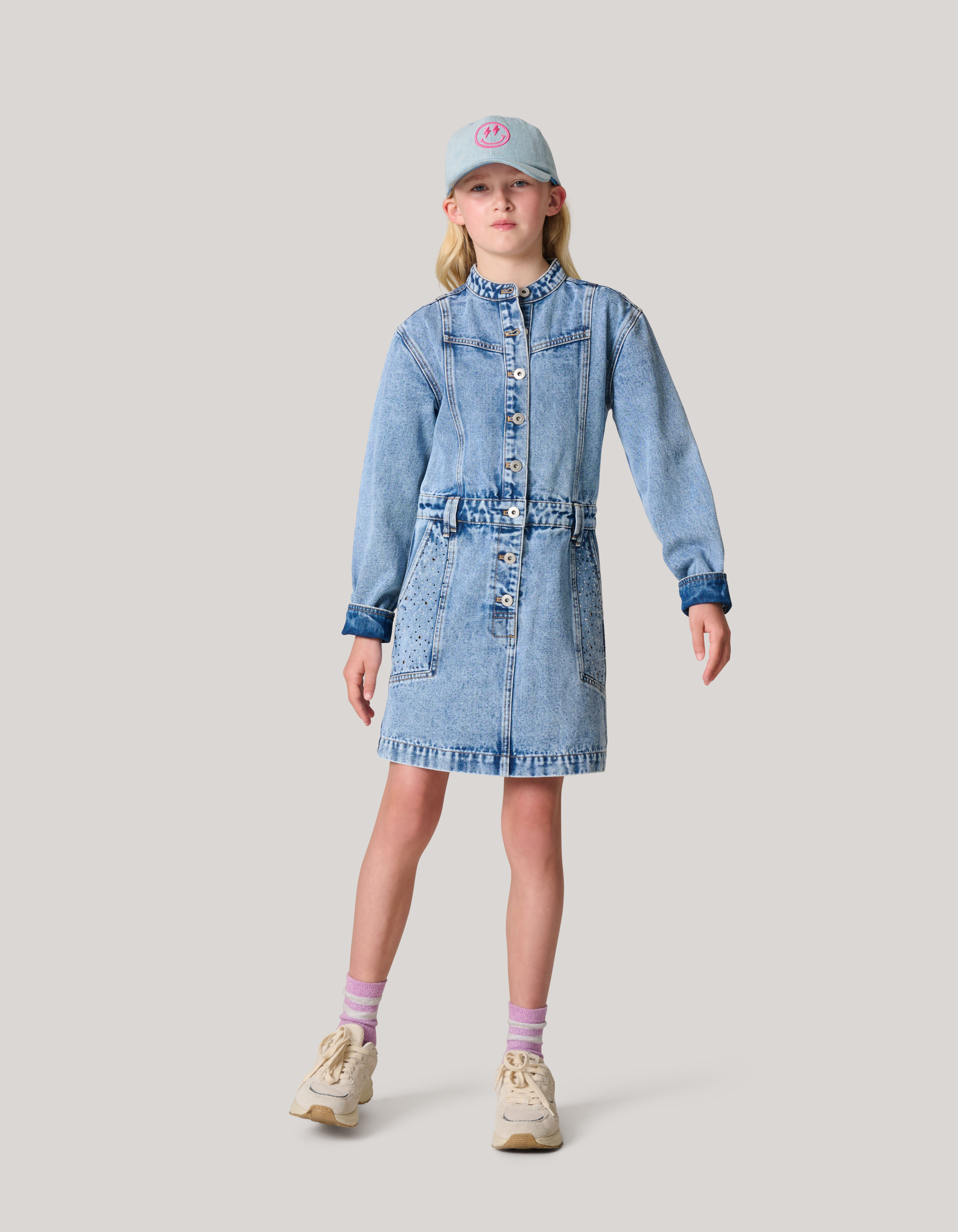 Washed Denim Jurk Blauw SHOEBY GIRLS