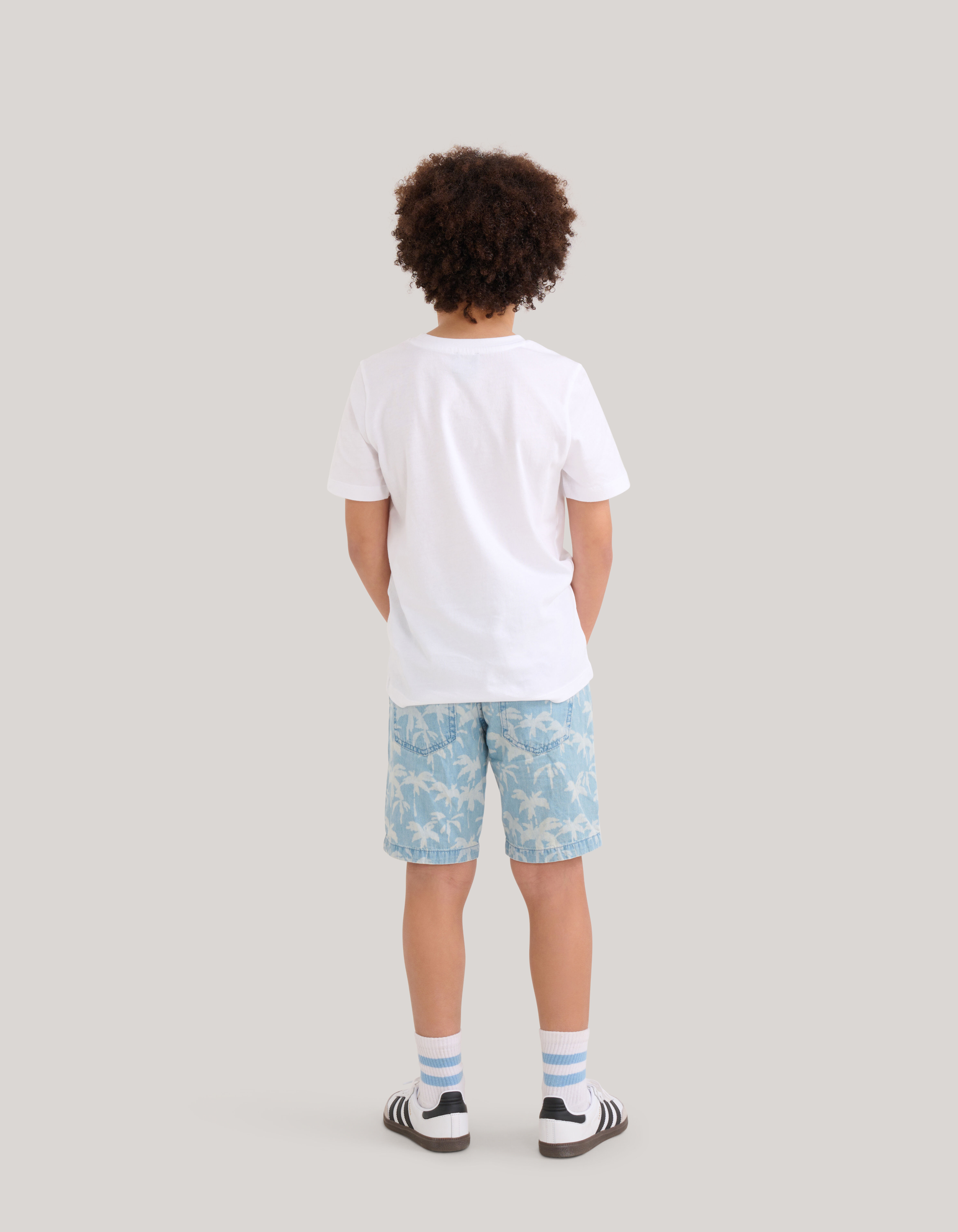 Palm Print Denim Short Bleached SHOEBY BOYS