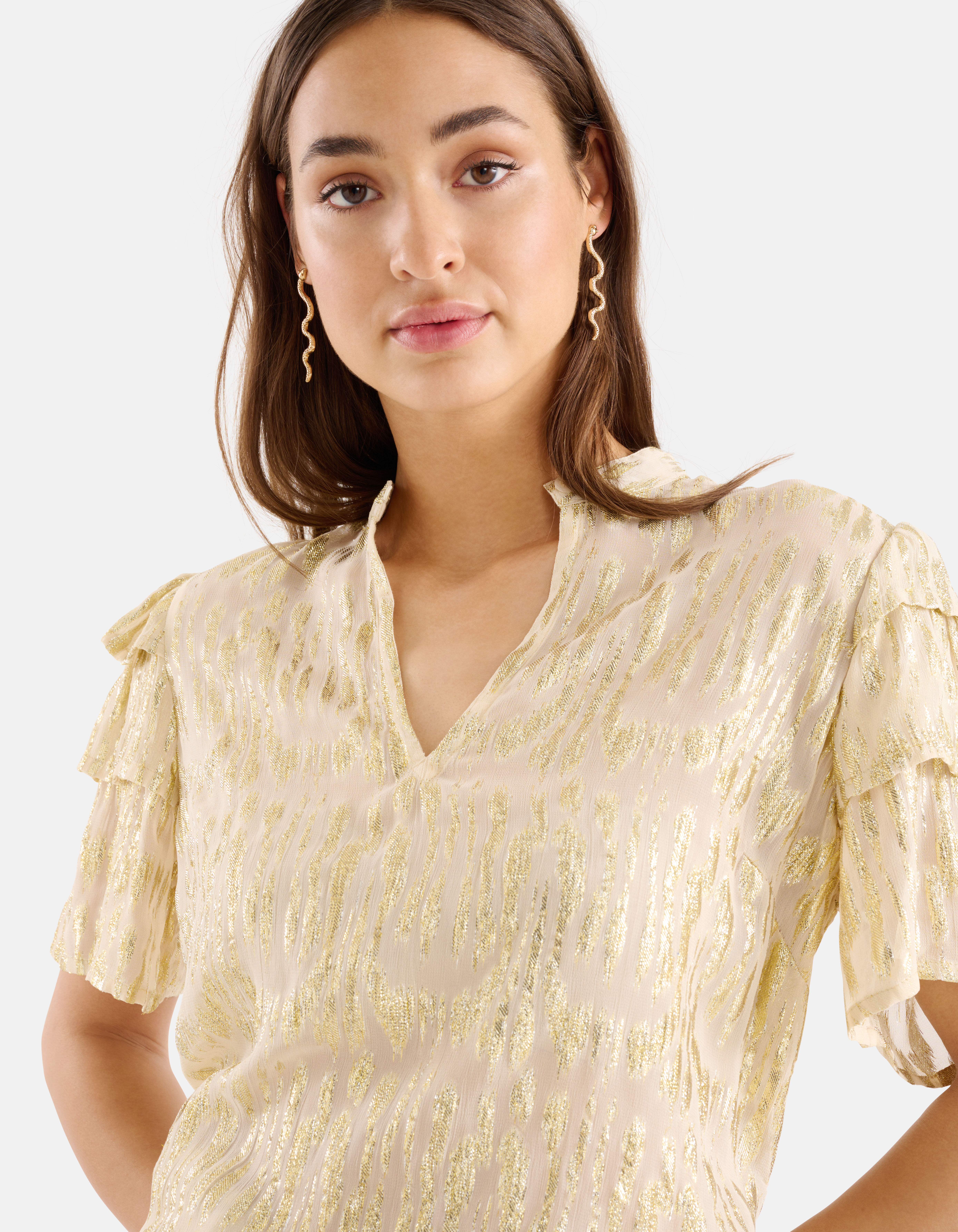 Jacquard Lurex Top Beige SHOEBY WOMEN