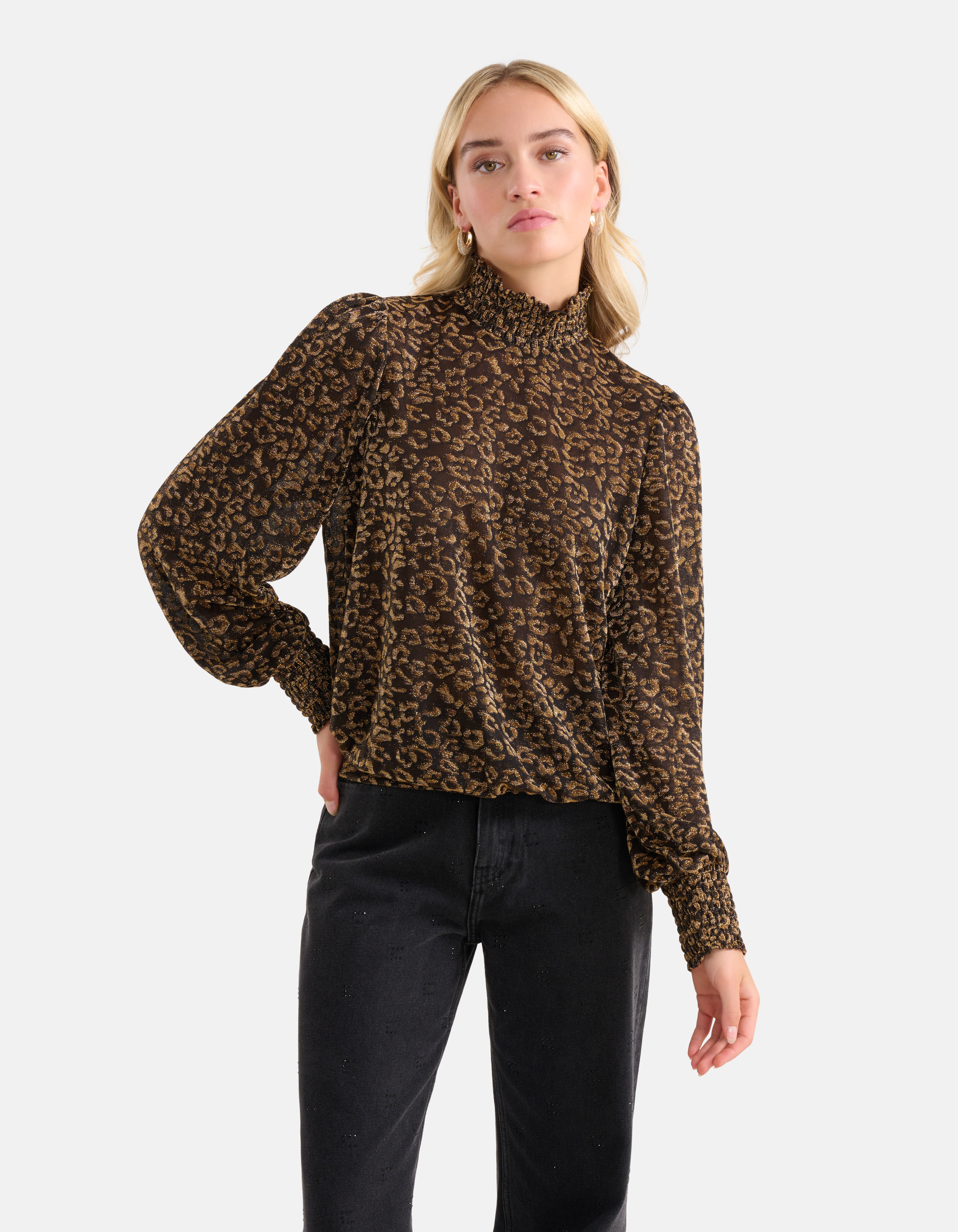 Lurex Longsleeve Top Goud SHOEBY WOMEN