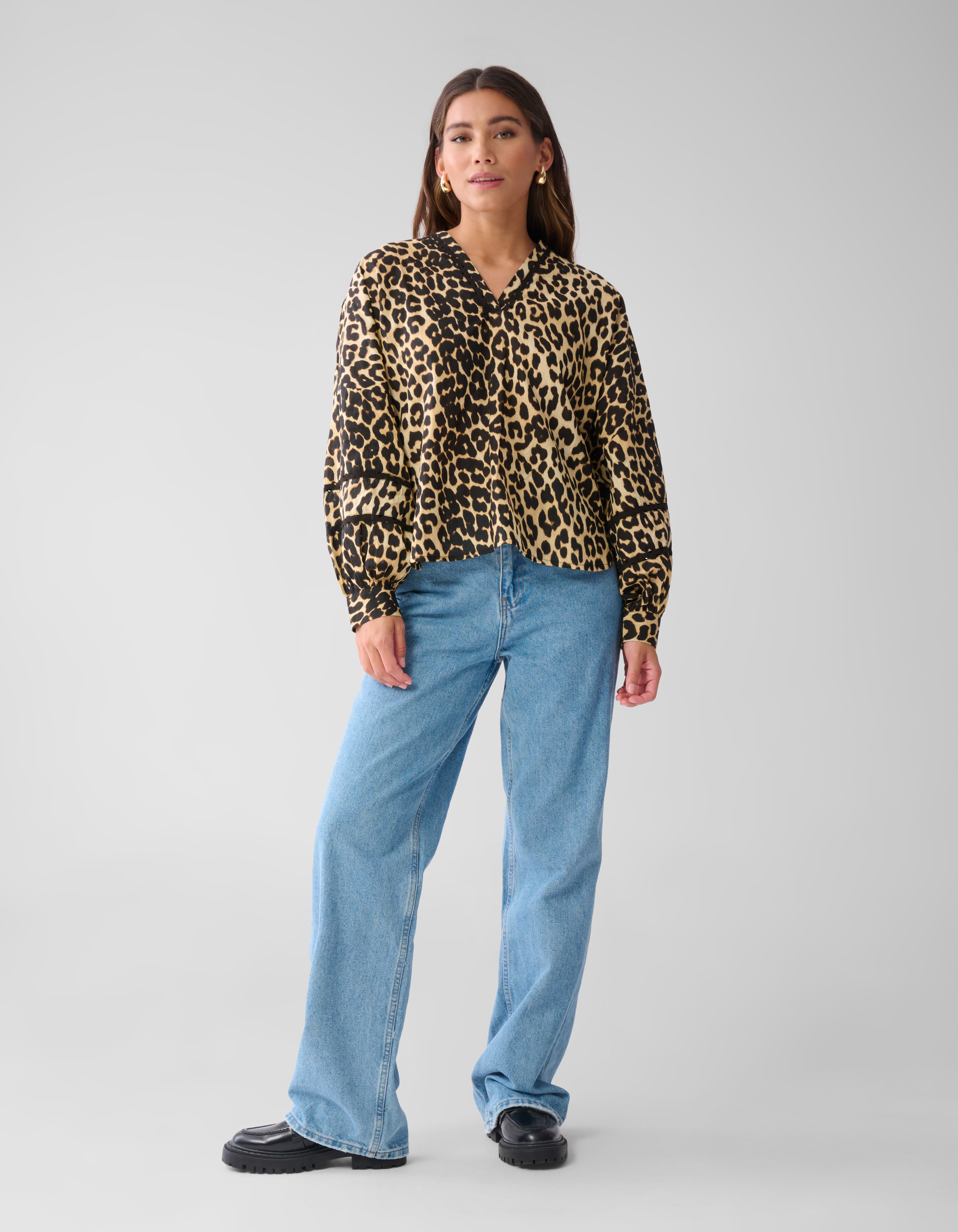 Leopard Tape Blouse Bruin SHOEBY WOMEN