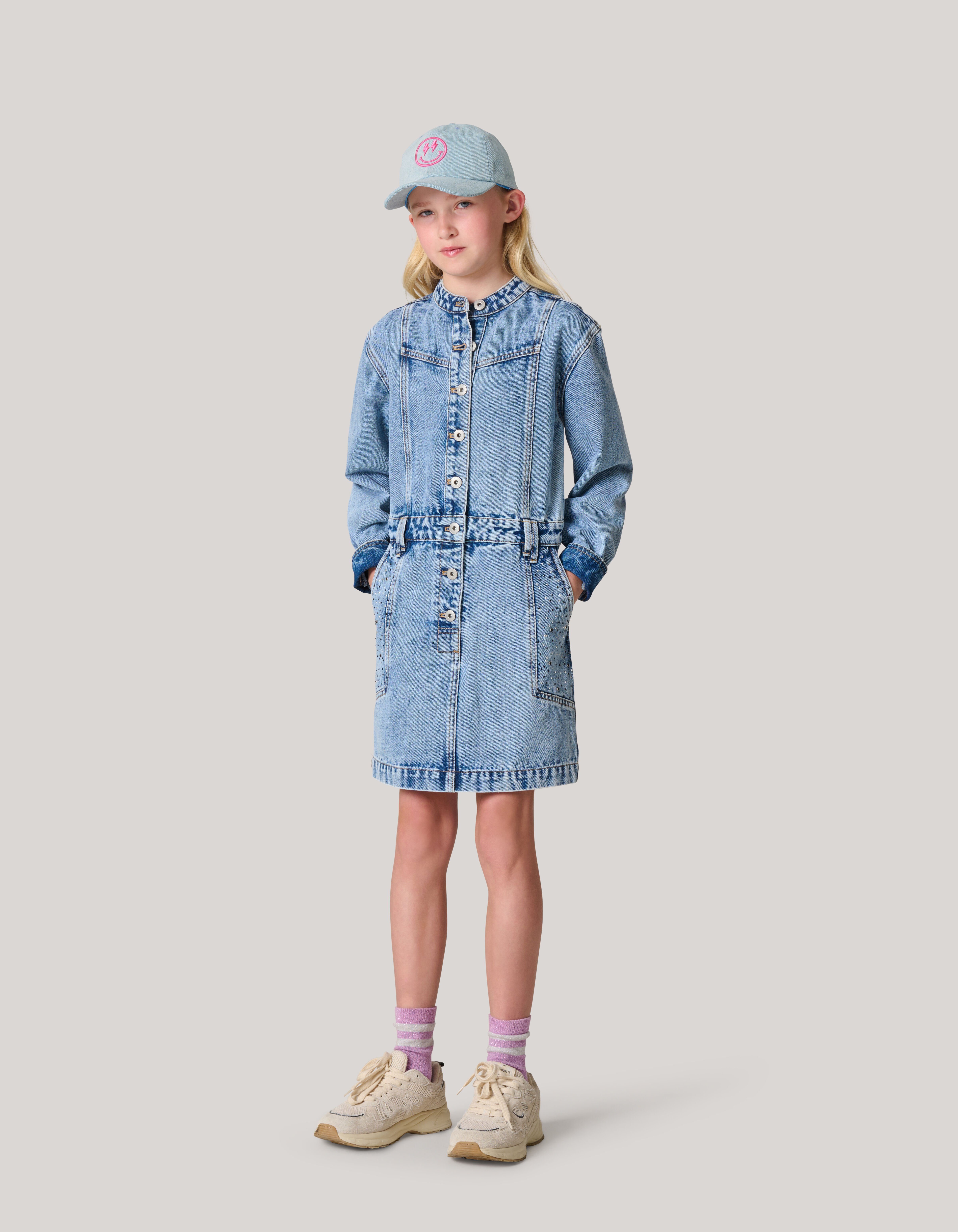 Washed Denim Jurk Blauw SHOEBY GIRLS