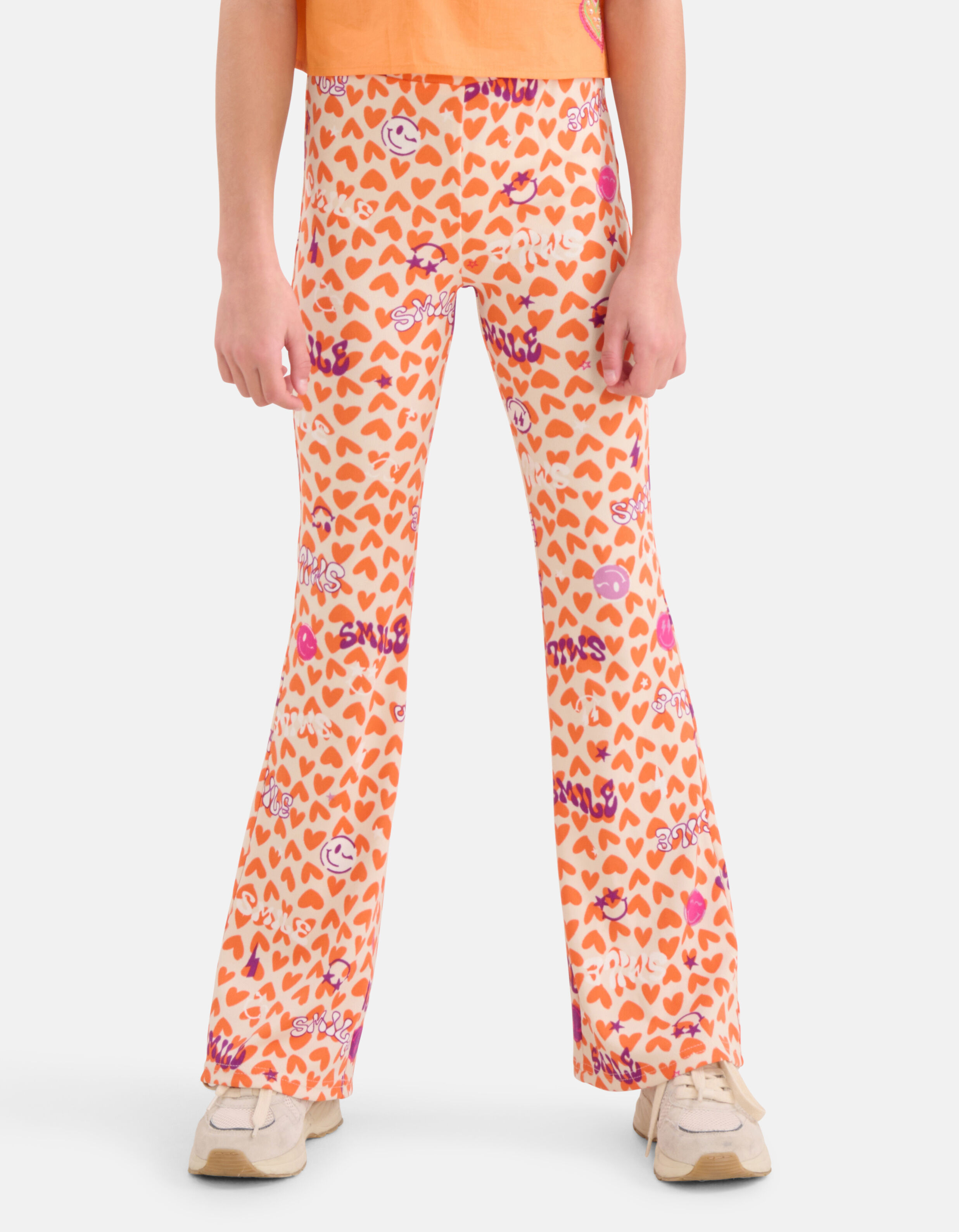 Printed Rib Flared Legging Oranje SHOEBY GIRLS