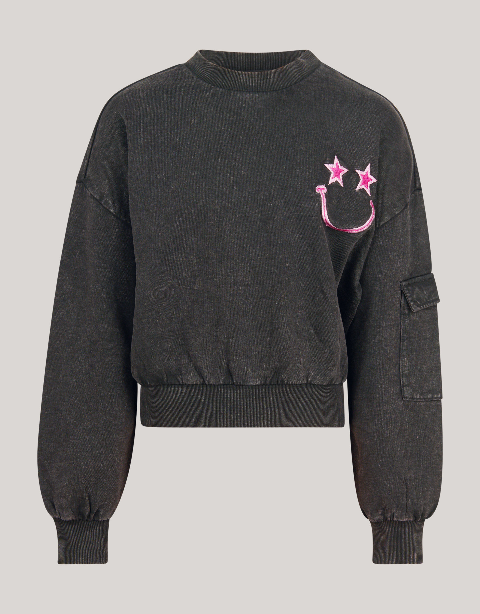 Embroidered Sweater Donkergrijs SHOEBY GIRLS