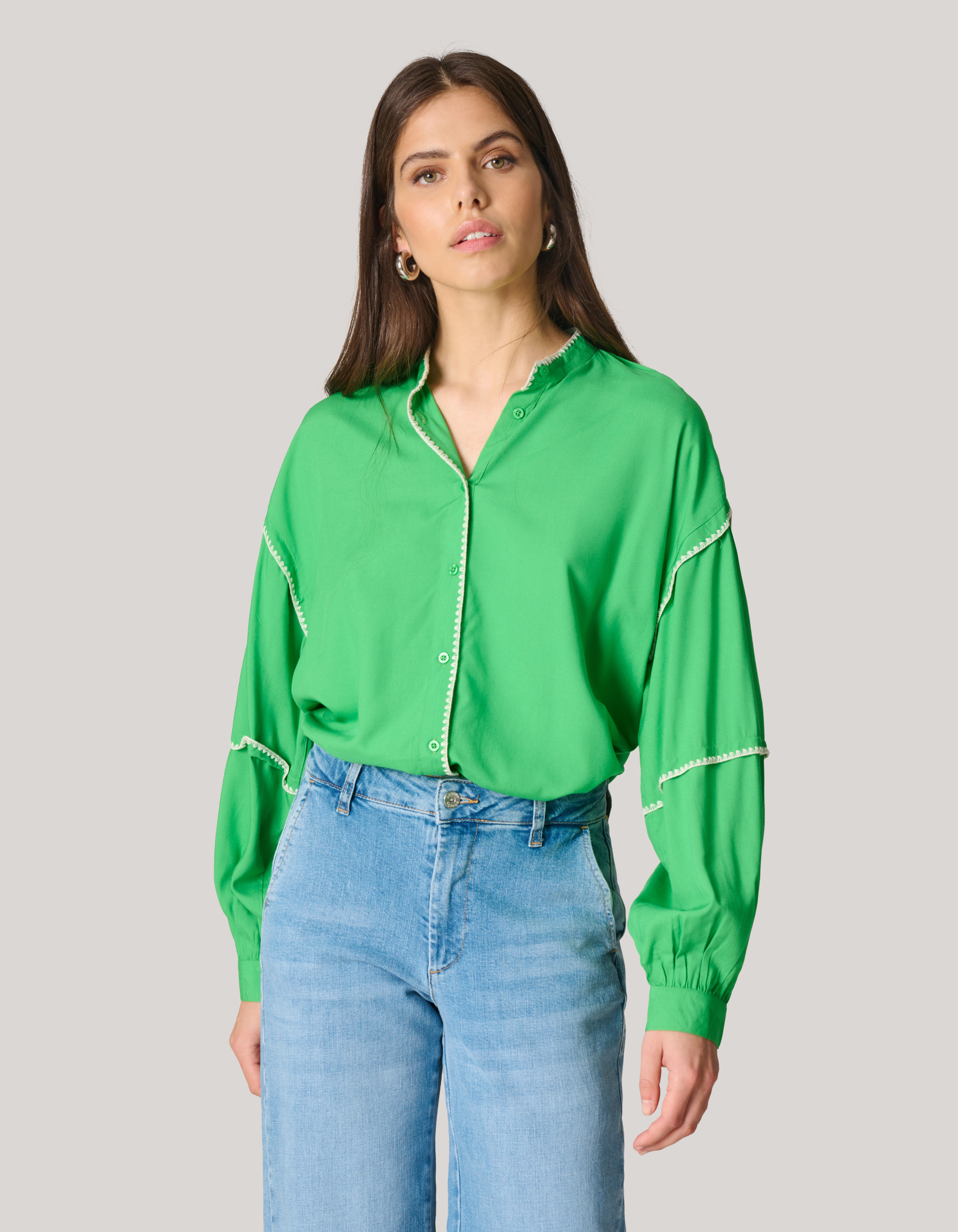 Embroidery Blouse Groen SHOEBY WOMEN