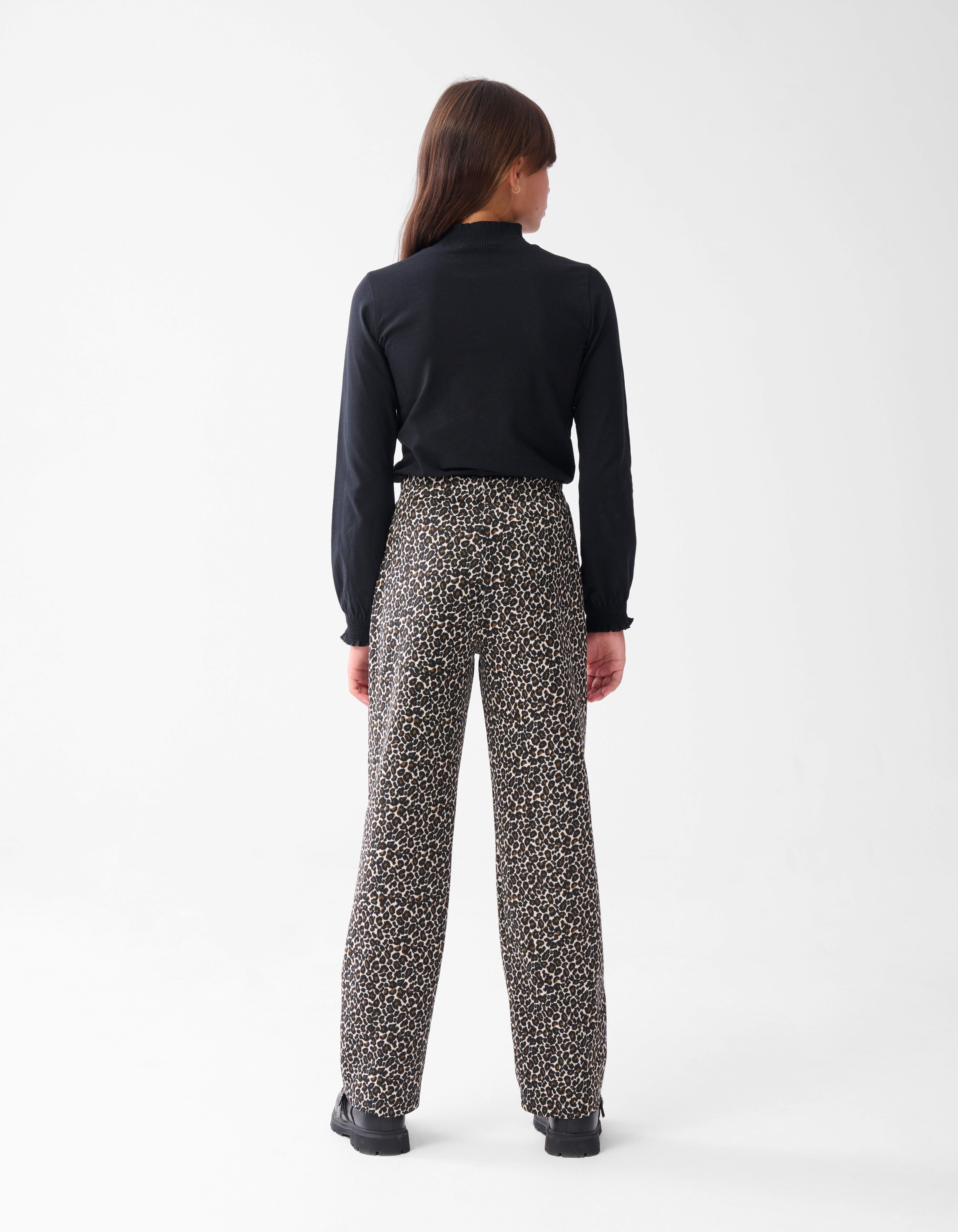 Leopard Wide Leg Broek Bruin SHOEBY GIRLS