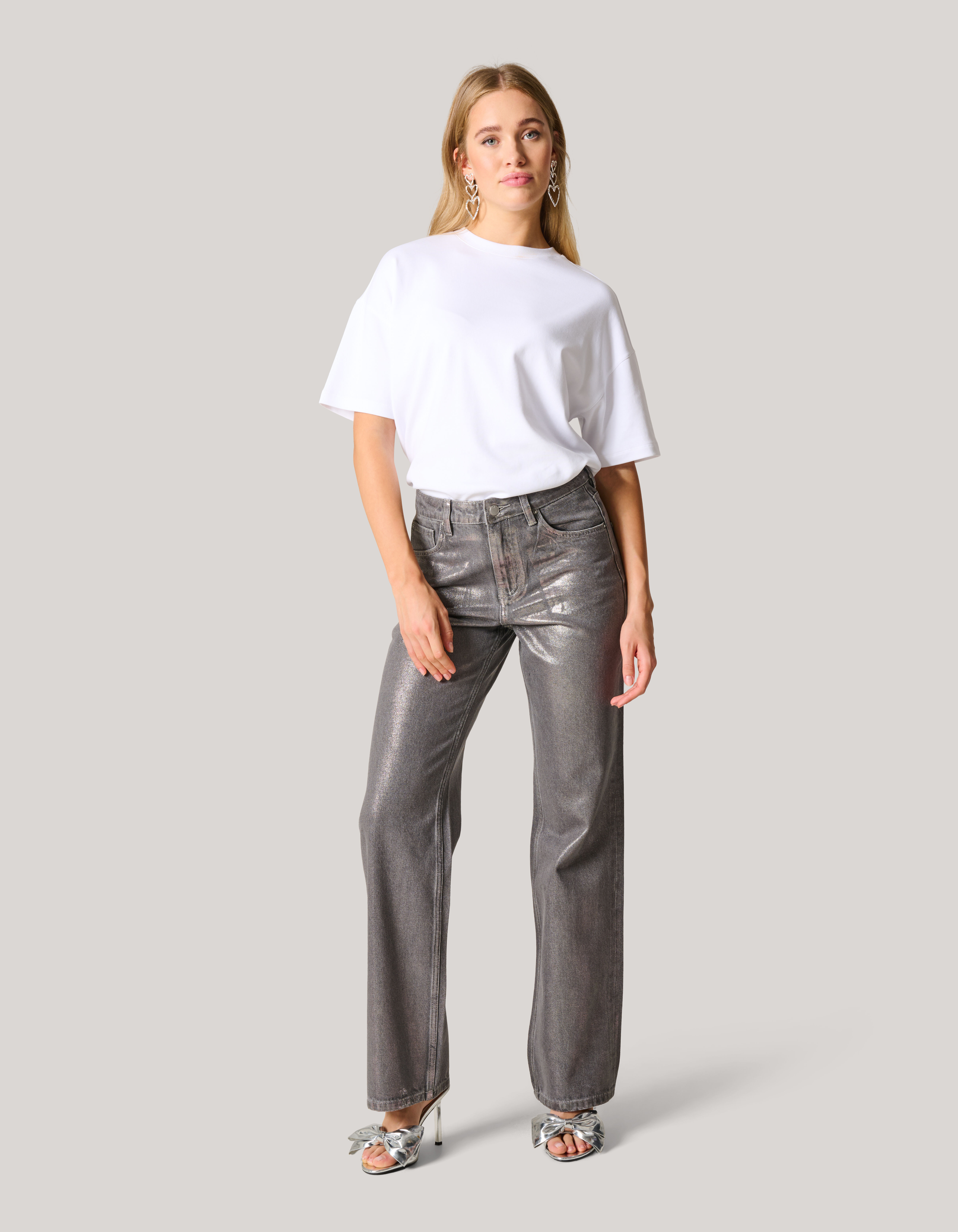 Metallic Wide Leg Jeans Donkergrijs SHOEBY WOMEN