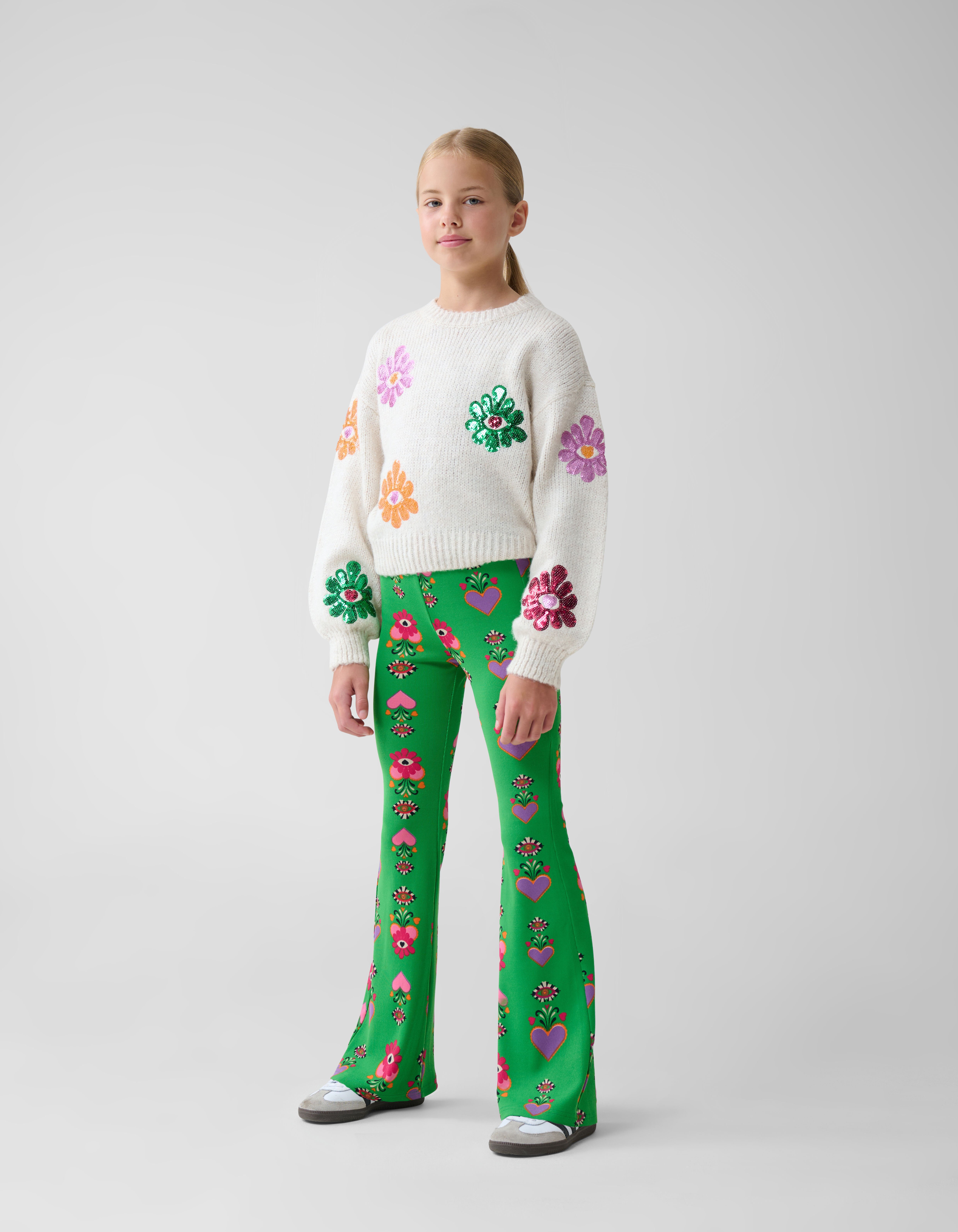 Printed Rib Flared Legging Groen By Lizzy SHOEBY GIRLS