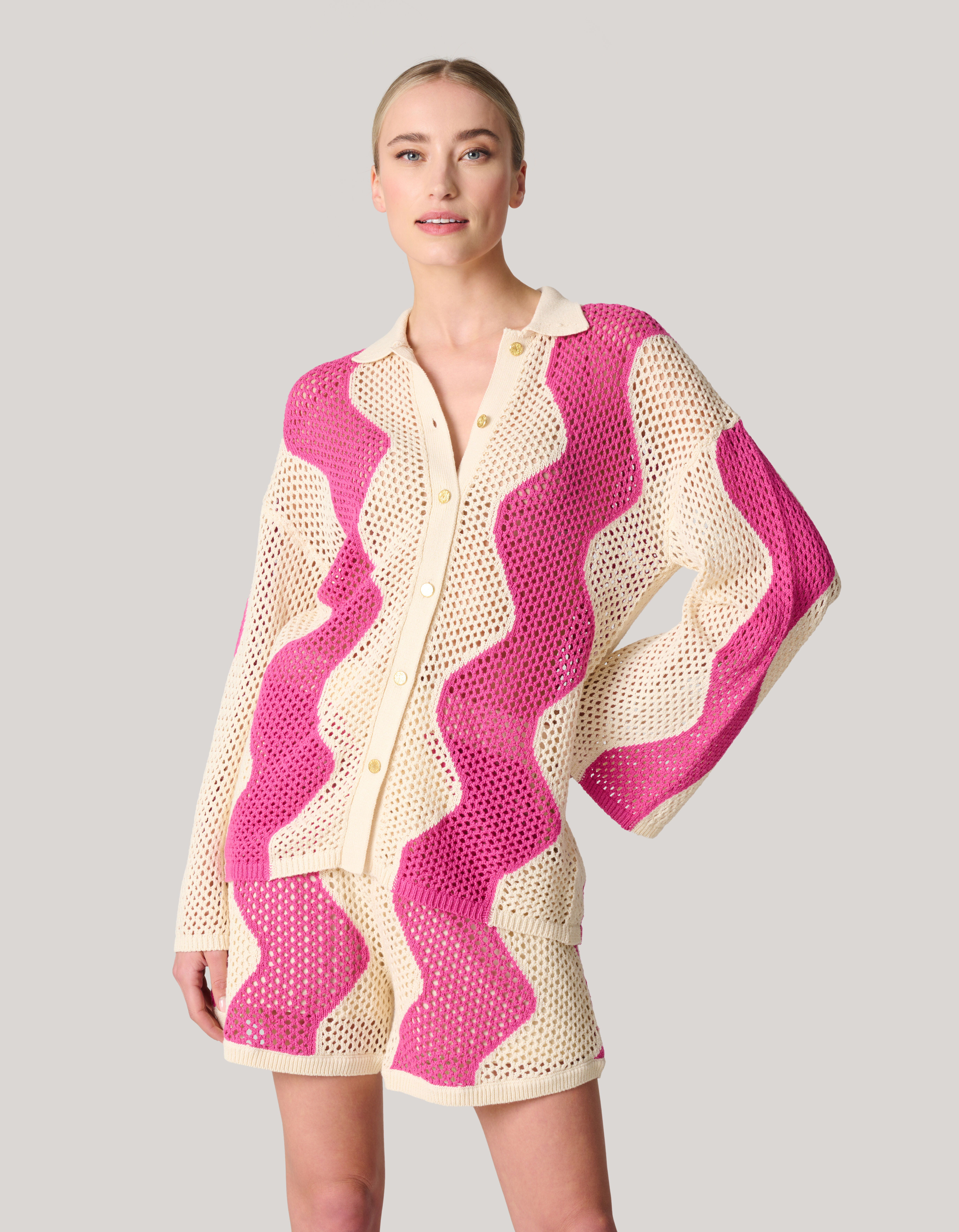 Crochet Blouse Gebroken Wit/Roze SHOEBY WOMEN